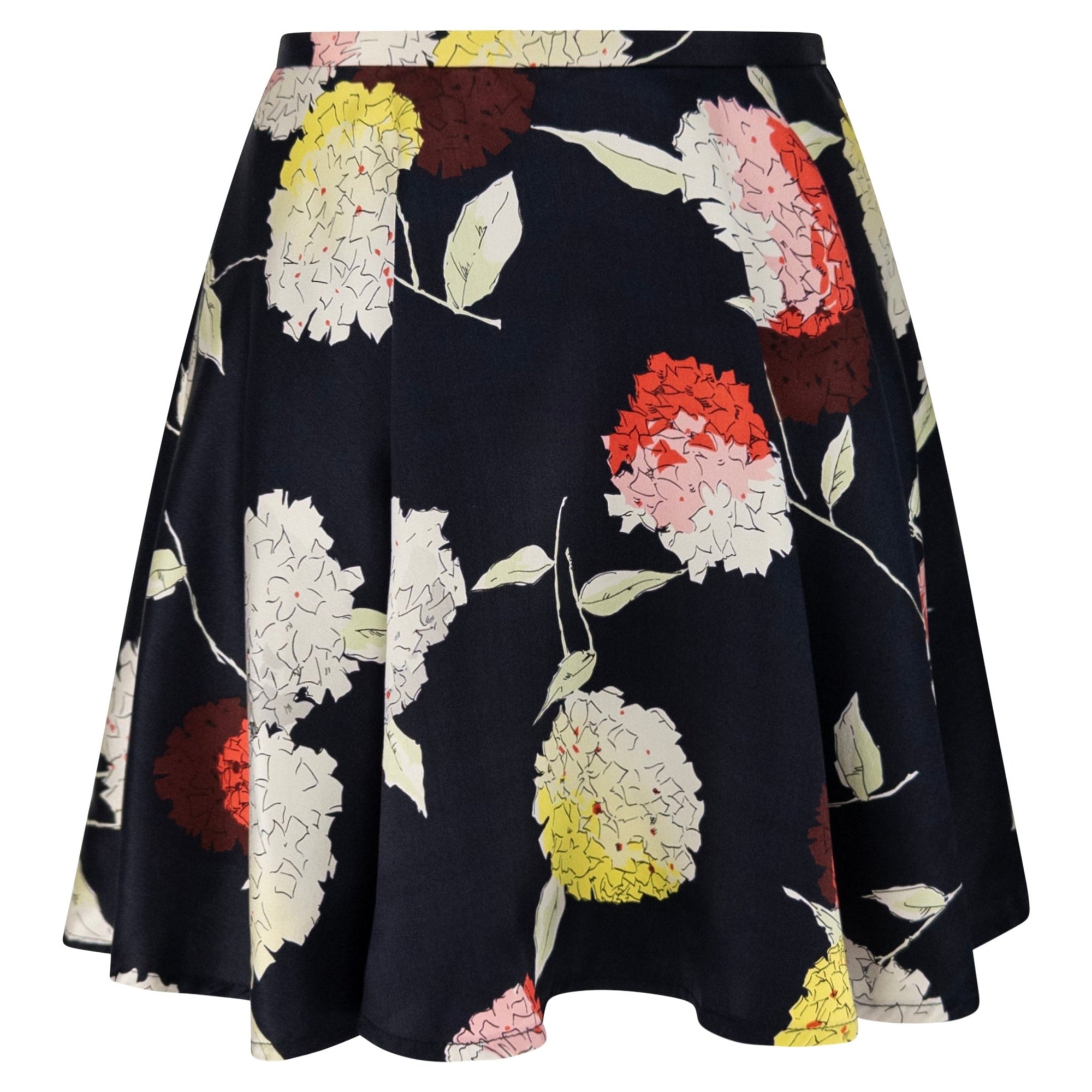 S/S 1995 Dolce & Gabbana Black Satin Floral Print Flared Mini Skirt - RealList