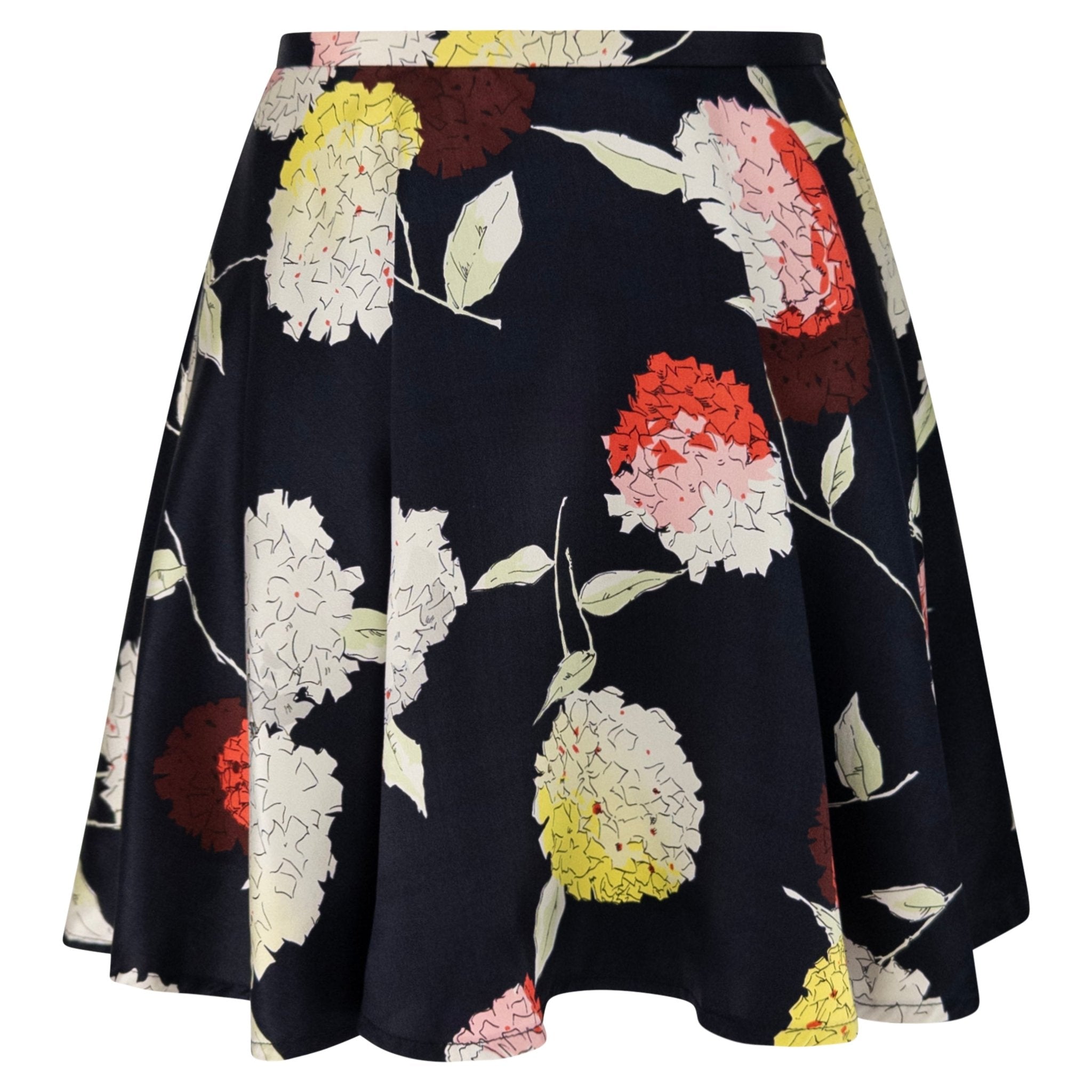 S/S 1995 Dolce & Gabbana Black Satin Floral Print Flared Mini Skirt - RealList