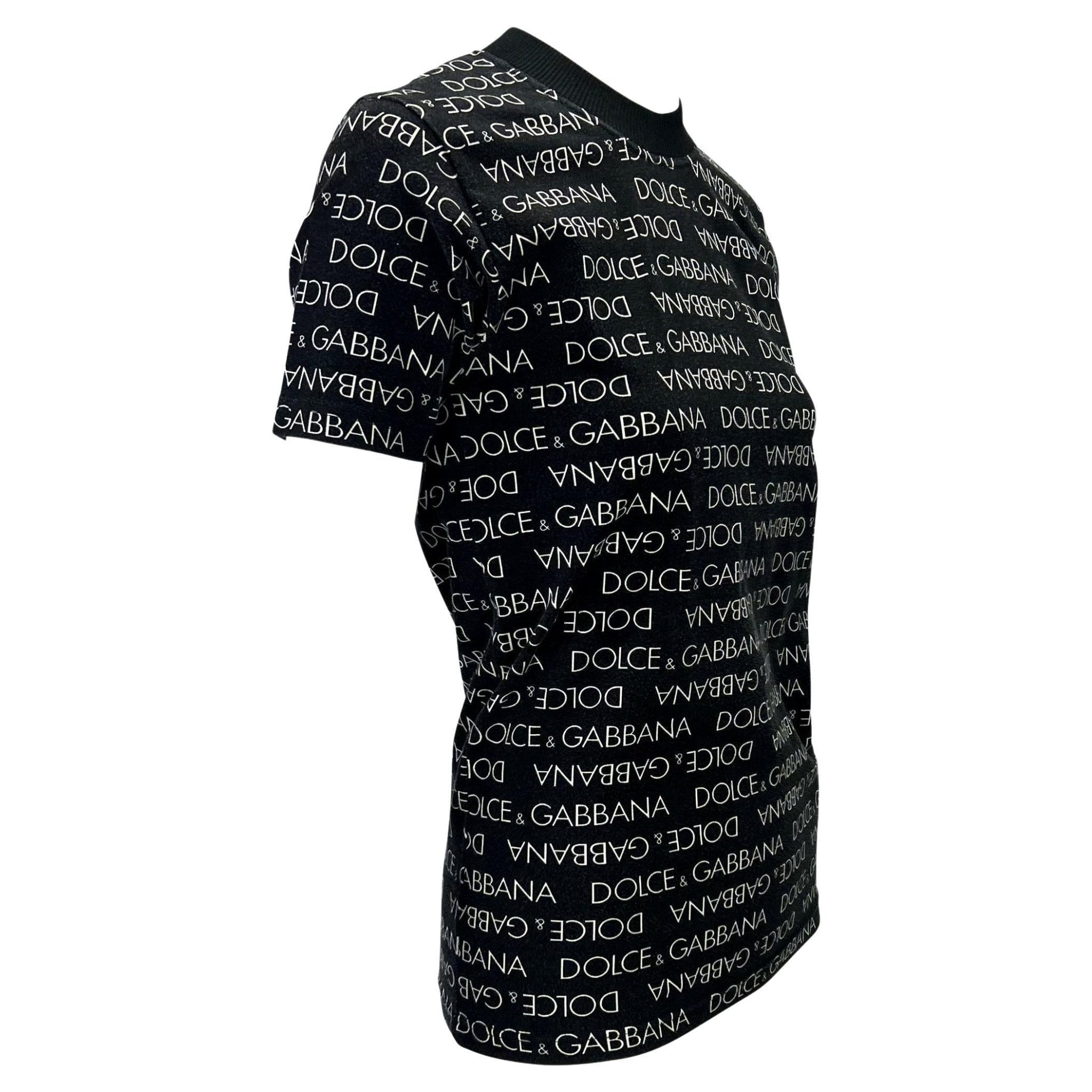 S/S 1995 Dolce & Gabbana Men's Logo Print Intimo Black White Stretch T-Shirt - RealList