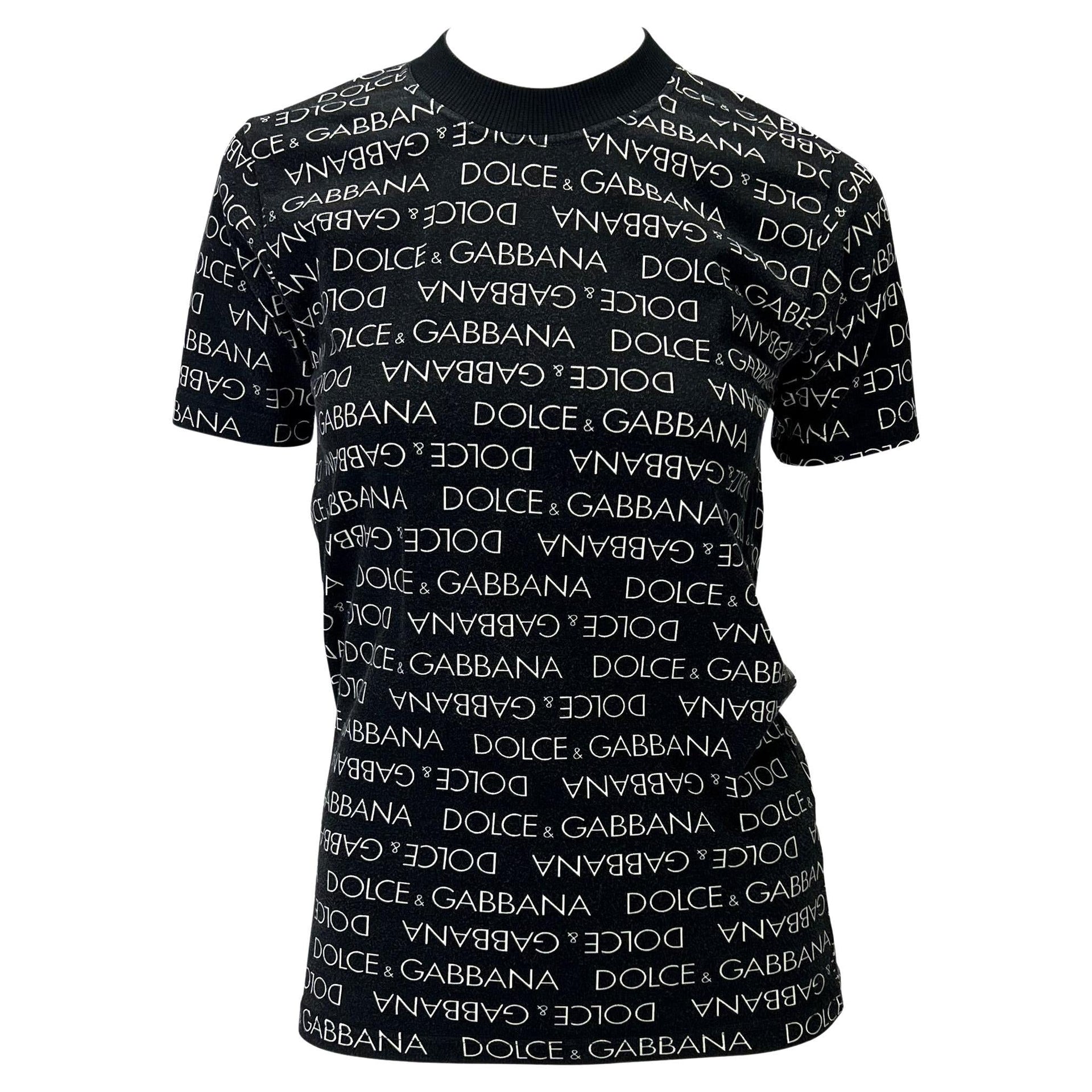 S/S 1995 Dolce & Gabbana Men's Logo Print Intimo Black White Stretch T-Shirt - RealList
