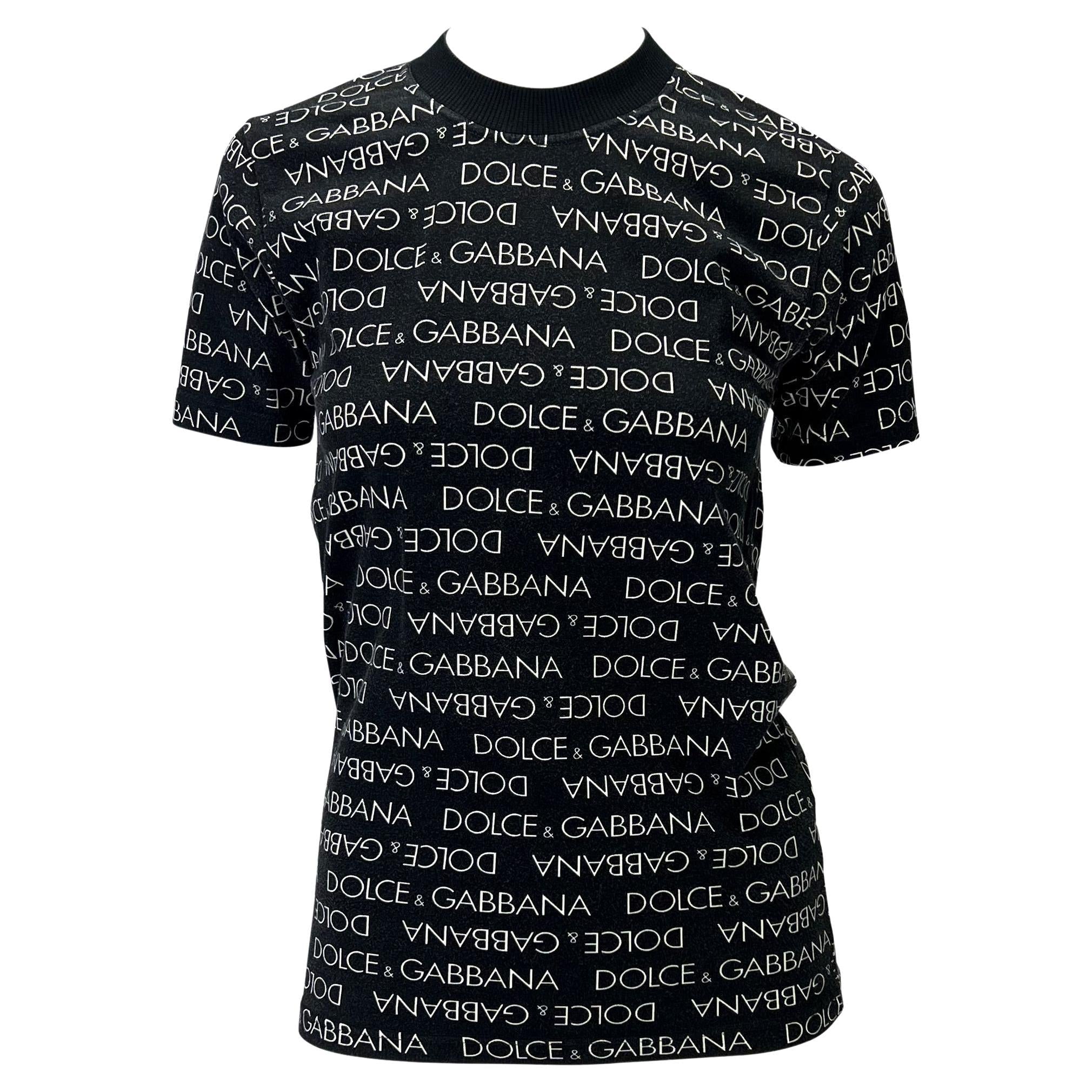 S/S 1995 Dolce & Gabbana Men's Logo Print Intimo Black White Stretch T-Shirt - RealList