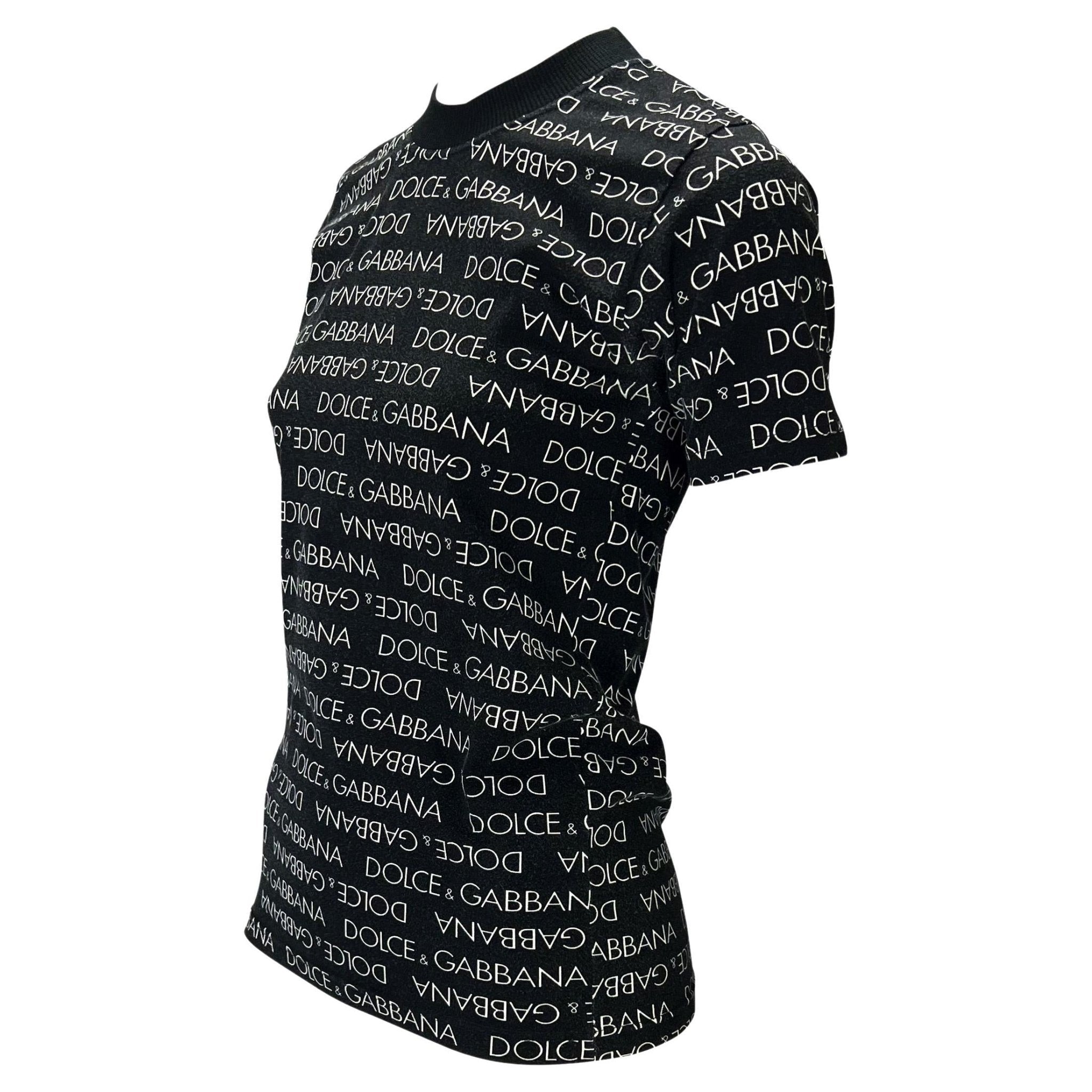 S/S 1995 Dolce & Gabbana Men's Logo Print Intimo Black White Stretch T-Shirt - RealList