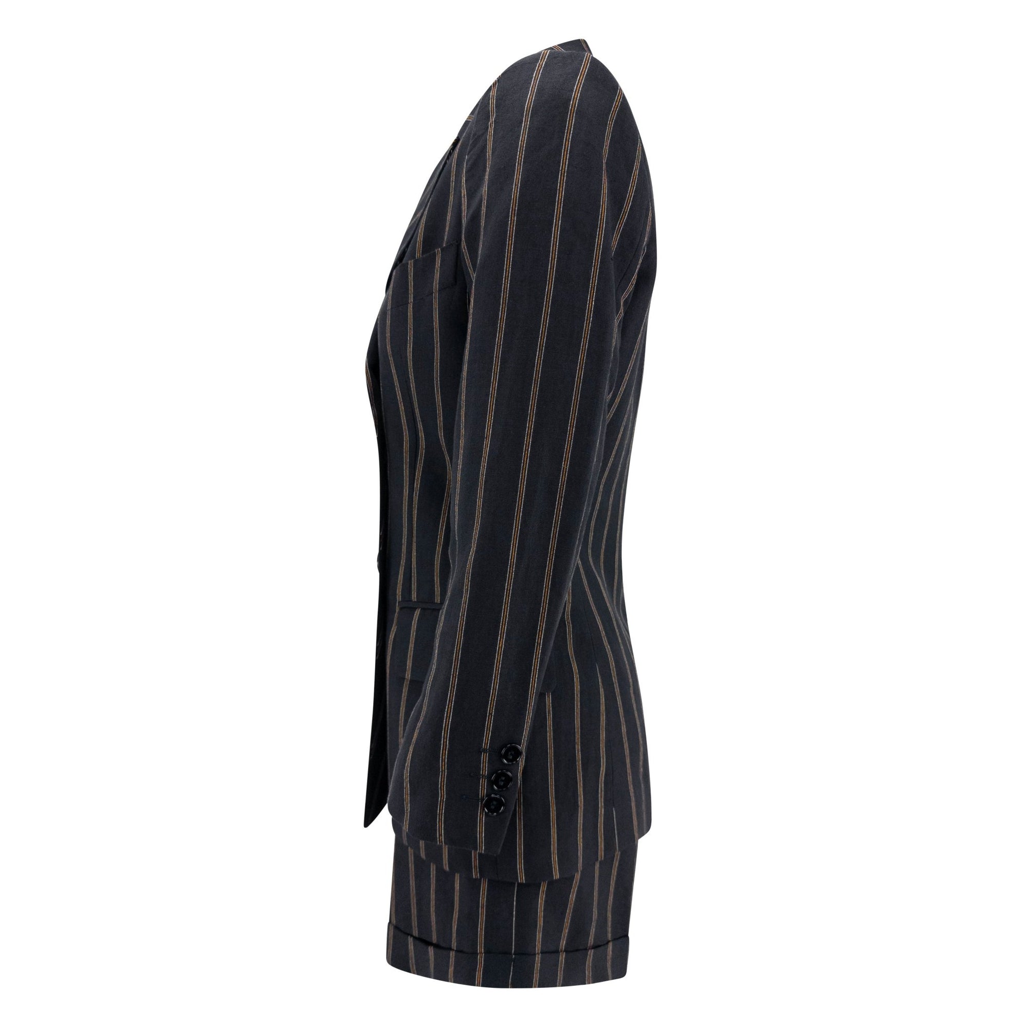 S/S 1995 Dolce & Gabbana Runway Black Pinstripe Short Shorts Suit Set - RealList