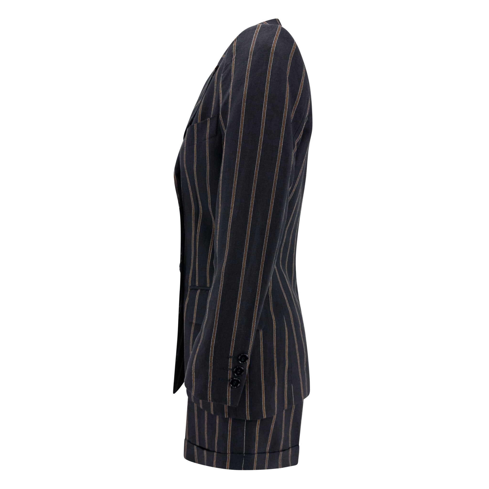 S/S 1995 Dolce & Gabbana Runway Black Pinstripe Short Shorts Suit Set - RealList