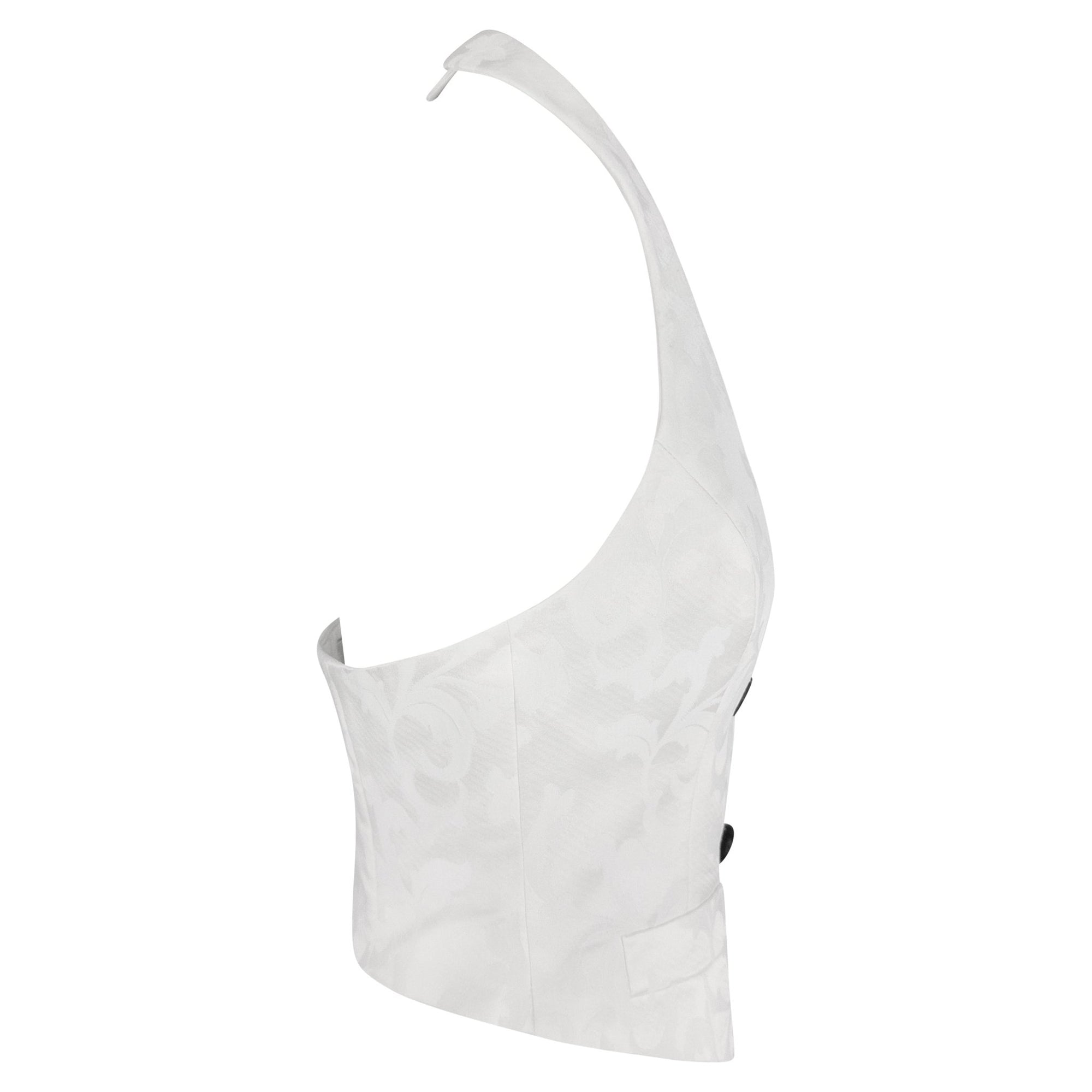 S/S 1995 Dolce & Gabbana White Floral Jacquard Halter Crop Top Vest - RealList