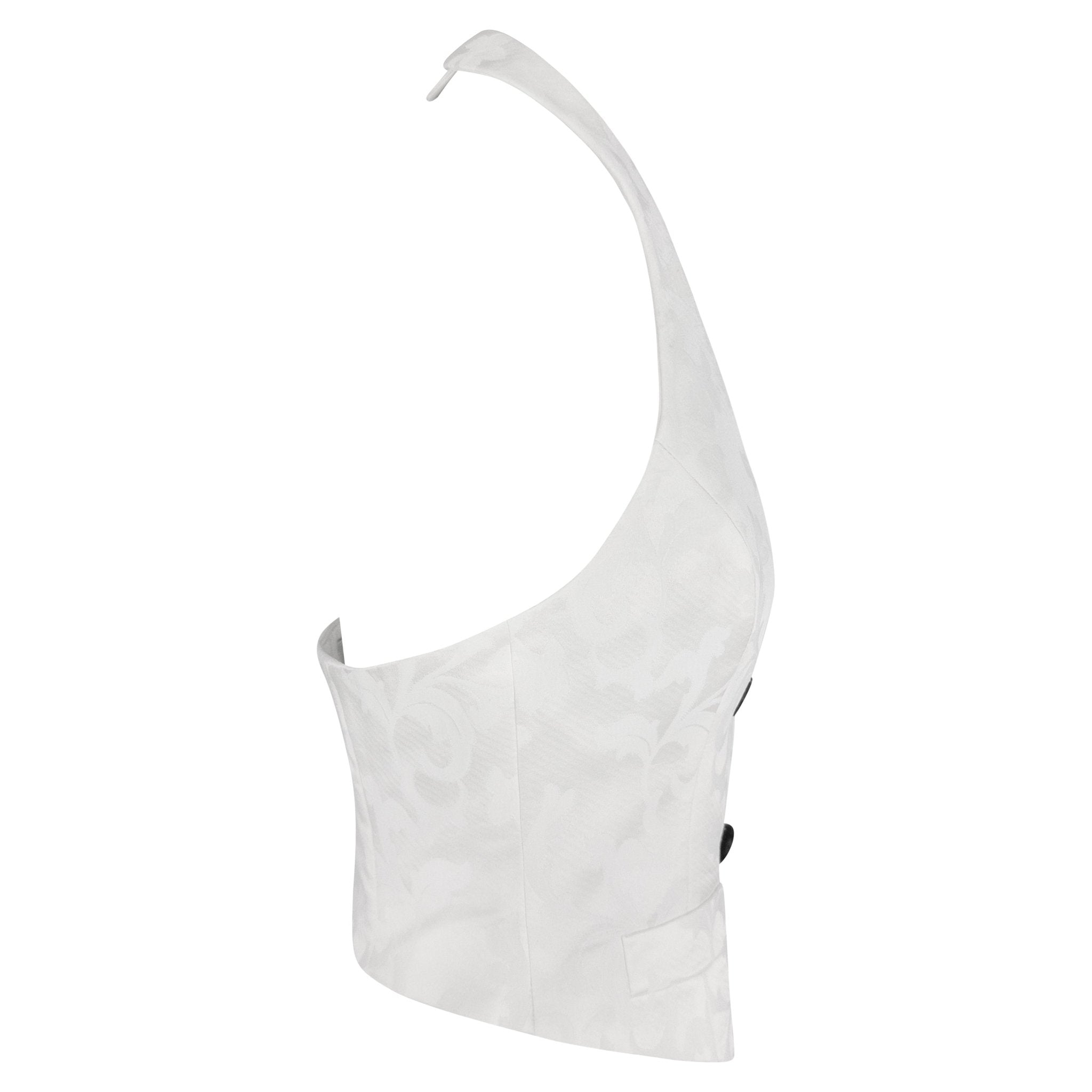 S/S 1995 Dolce & Gabbana White Floral Jacquard Halter Crop Top Vest - RealList
