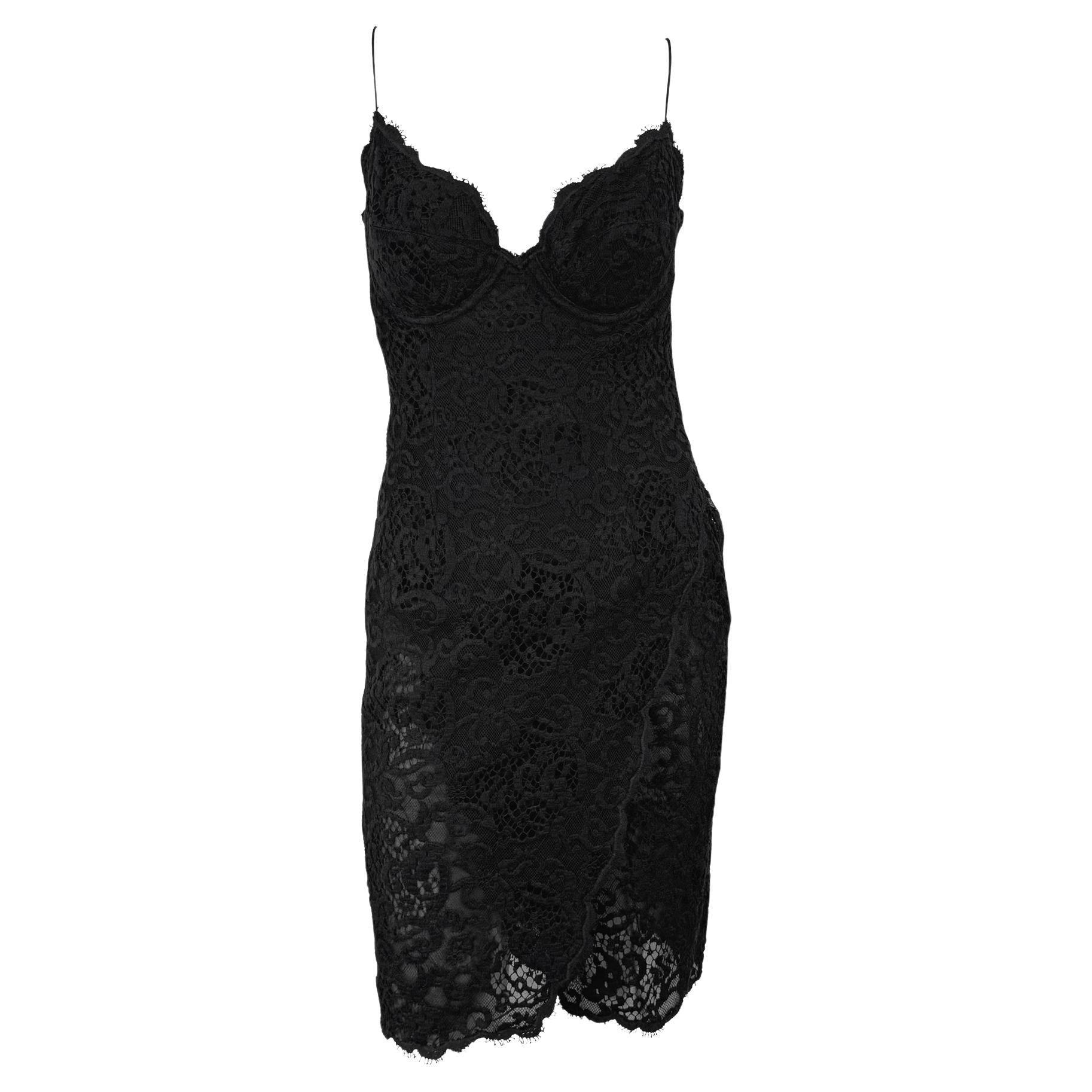 S/S 1995 Donna Karan Runway Black Floral Lace Dress - RealList
