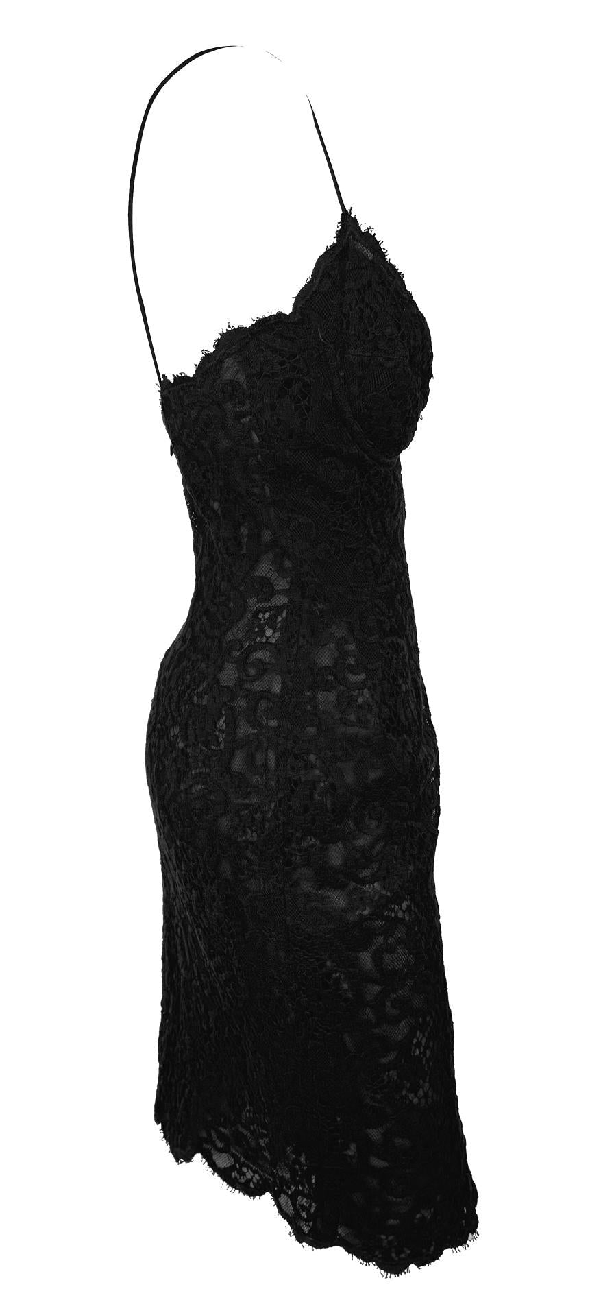 S/S 1995 Donna Karan Runway Black Floral Lace Dress - RealList