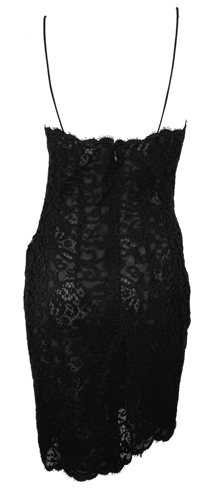 S/S 1995 Donna Karan Runway Black Floral Lace Dress - RealList