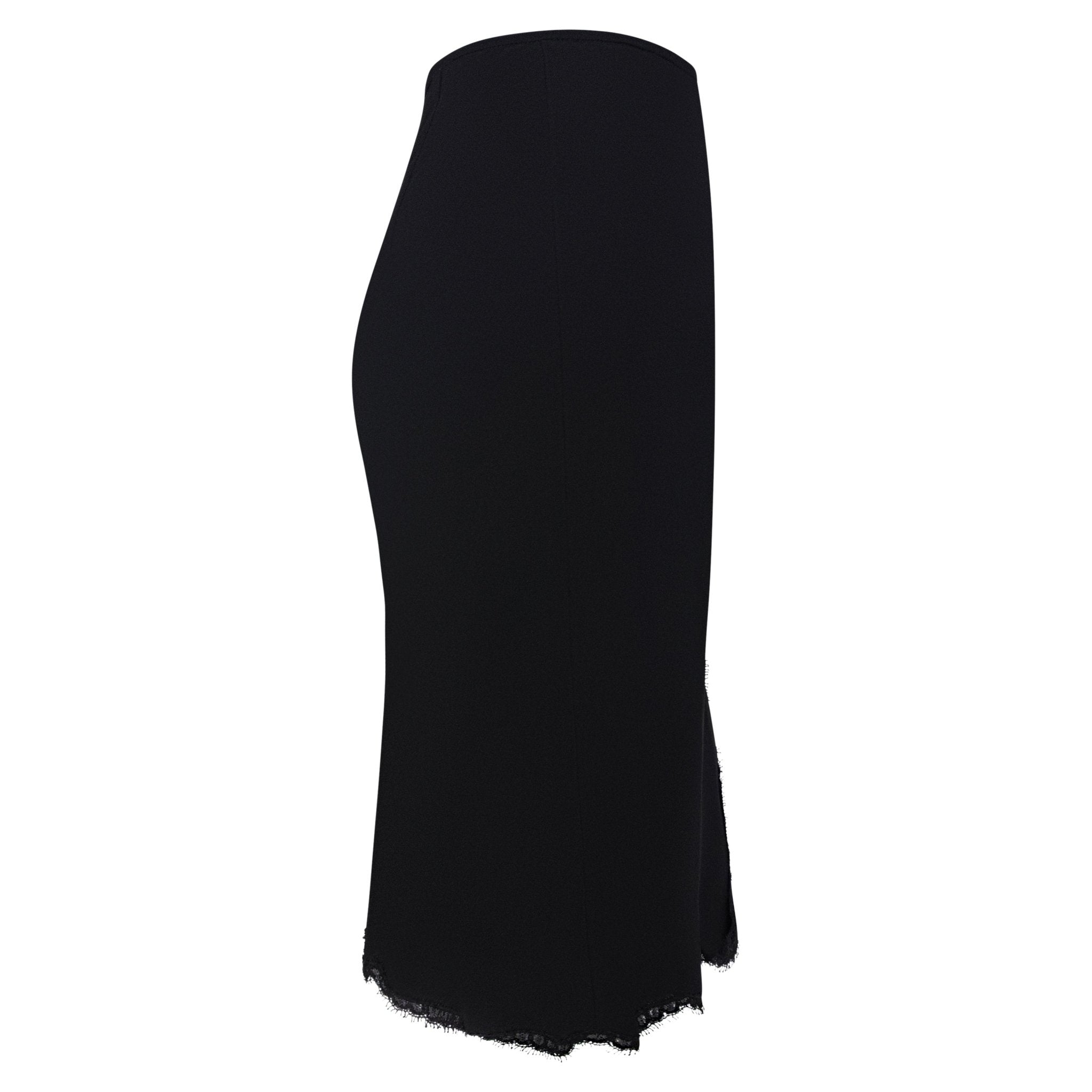 S/S 1995 Donna Karan Runway Black Stretch Lace Trim Skirt - RealList