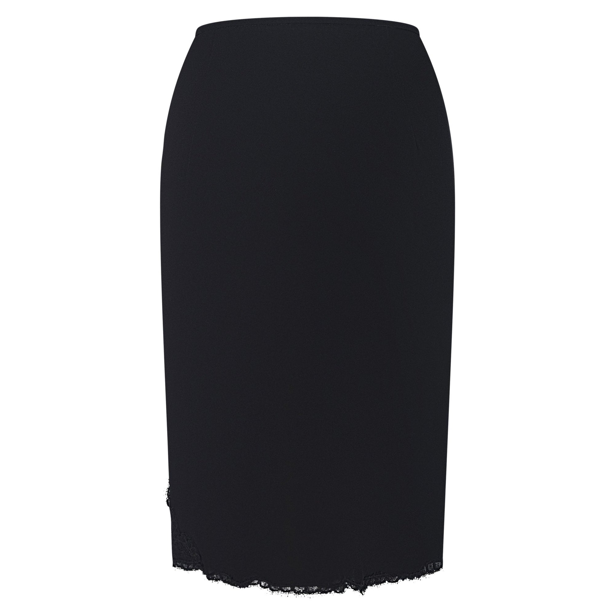 S/S 1995 Donna Karan Runway Black Stretch Lace Trim Skirt - RealList