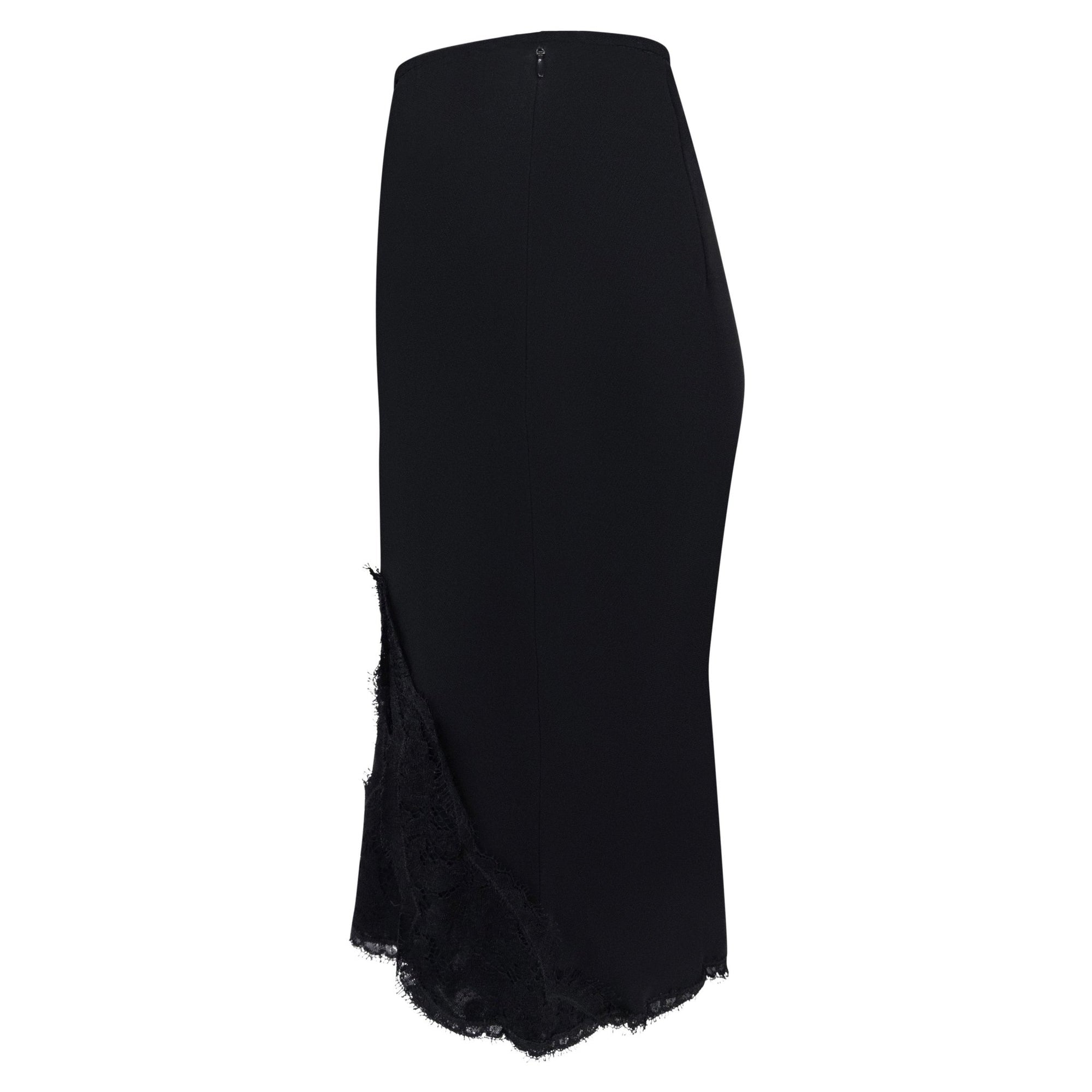 S/S 1995 Donna Karan Runway Black Stretch Lace Trim Skirt - RealList