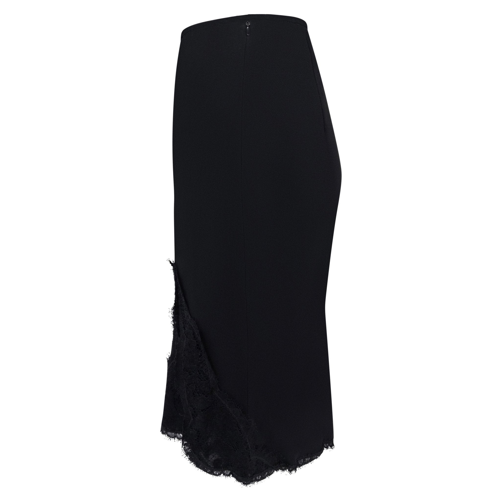 S/S 1995 Donna Karan Runway Black Stretch Lace Trim Skirt - RealList