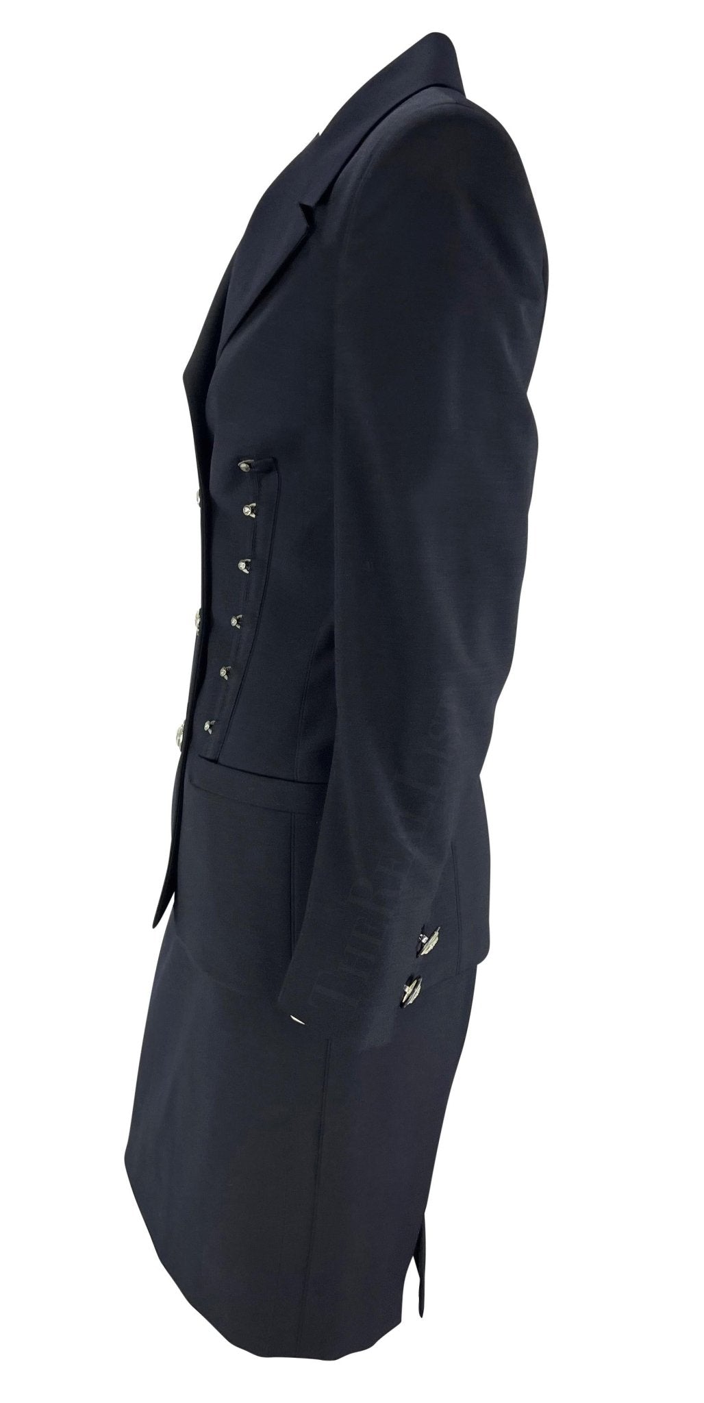 S/S 1995 Gianni Versace Couture Runway Corset Boned Medusa Black Skirt Suit - RealList