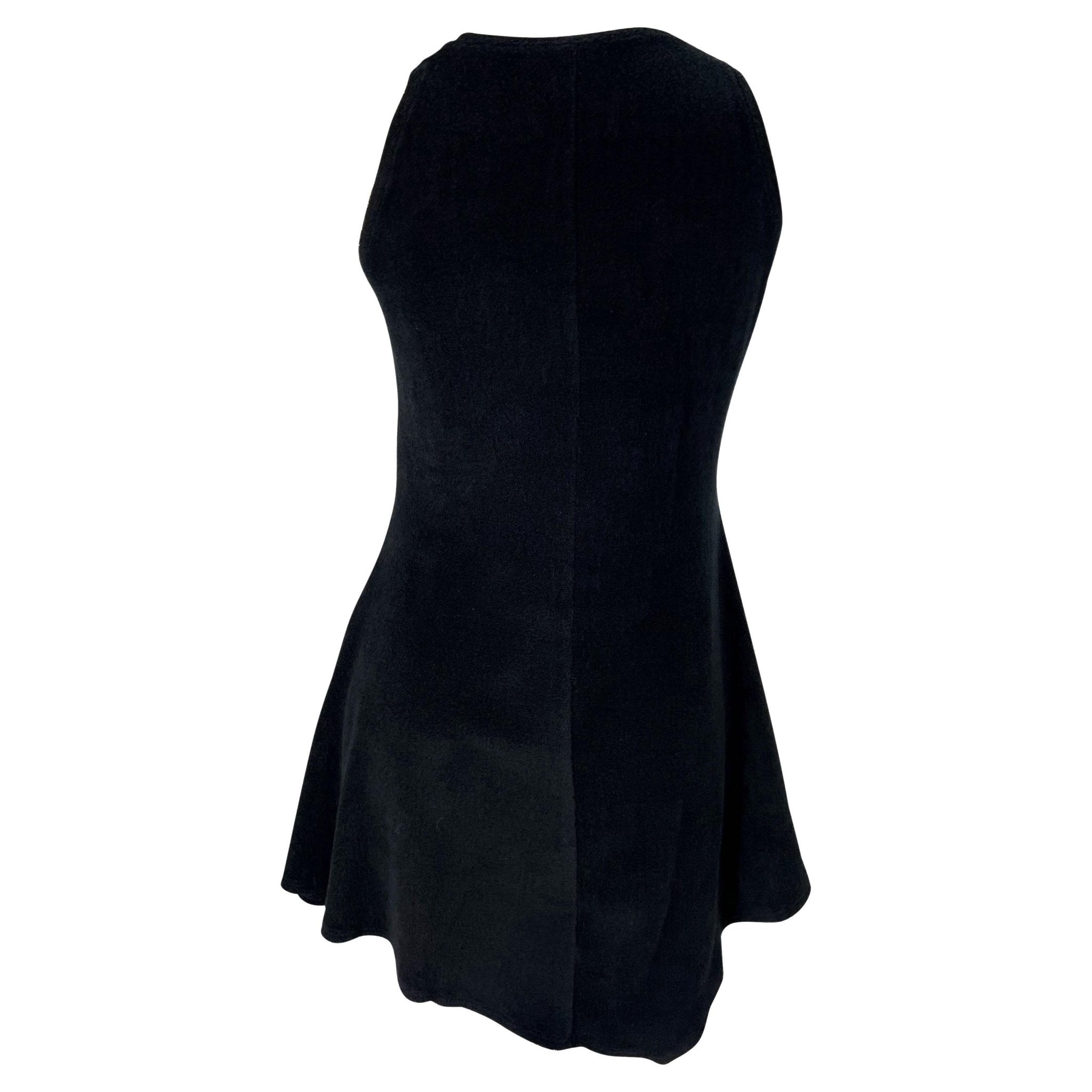 S/S 1995 Gianni Versace Medusa Embroidered Terry Cloth Black Flare Mini Dress - RealList