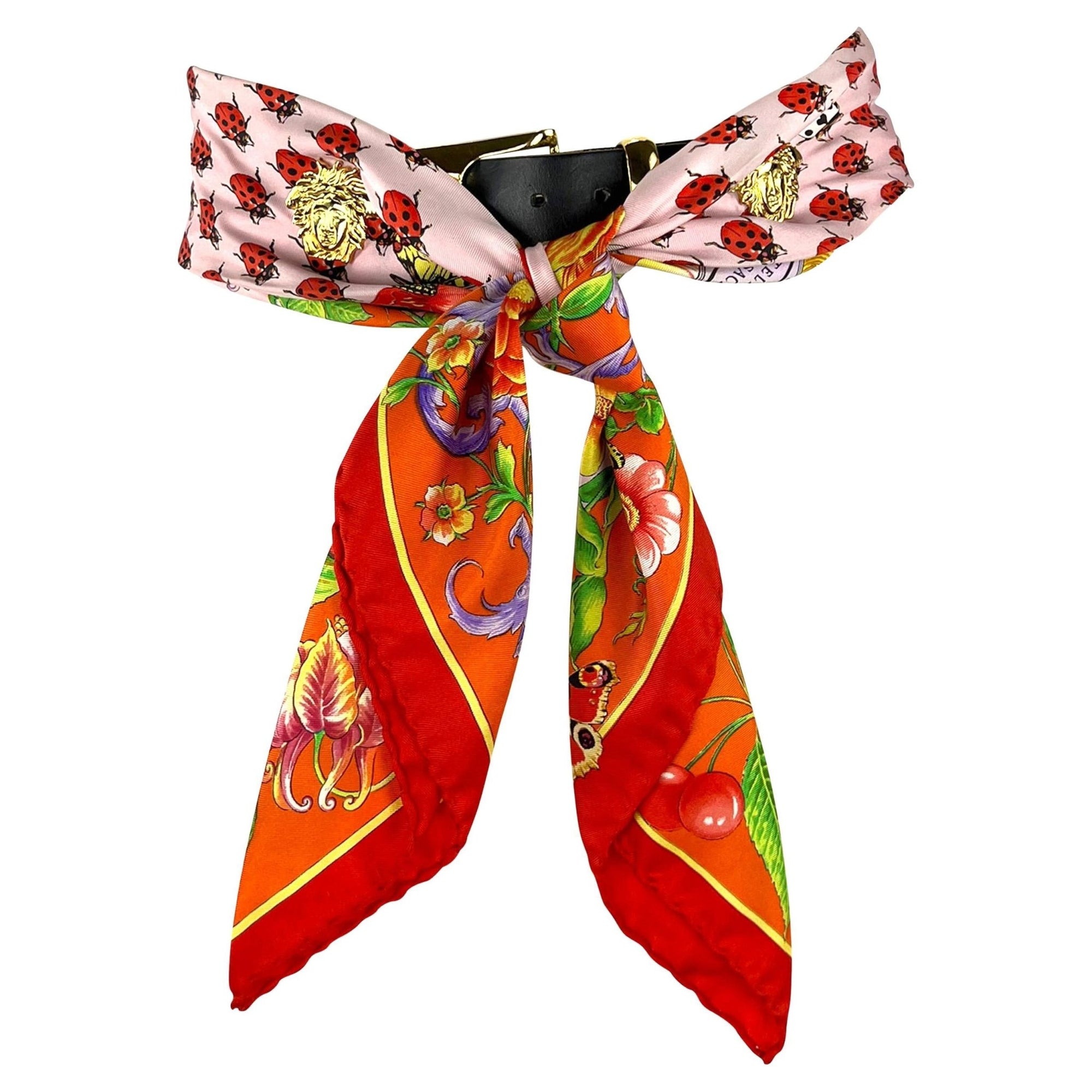 S/S 1995 Gianni Versace Medusa Silk Scarf Lady Bug Belt - RealList
