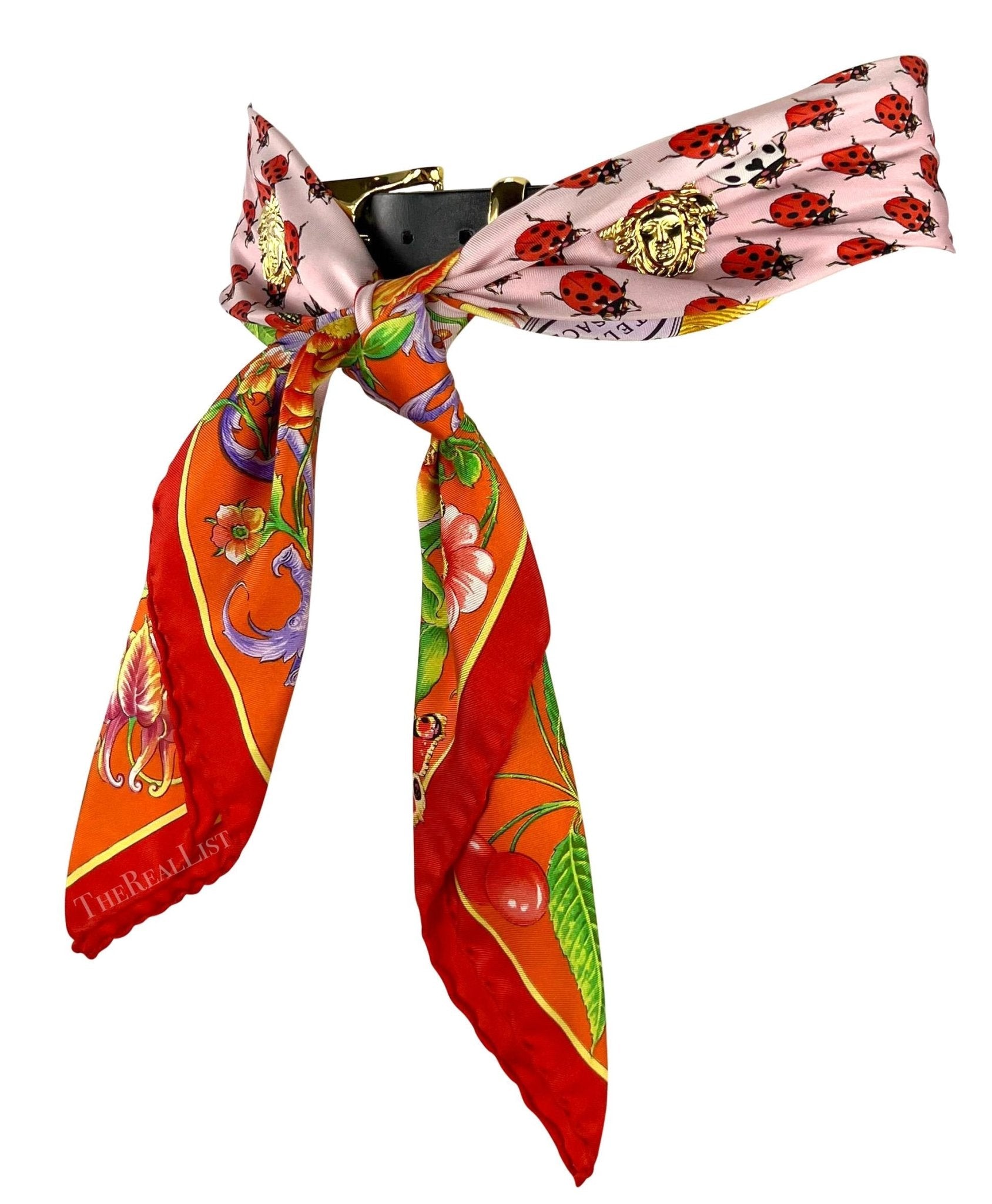 S/S 1995 Gianni Versace Medusa Silk Scarf Lady Bug Belt - RealList