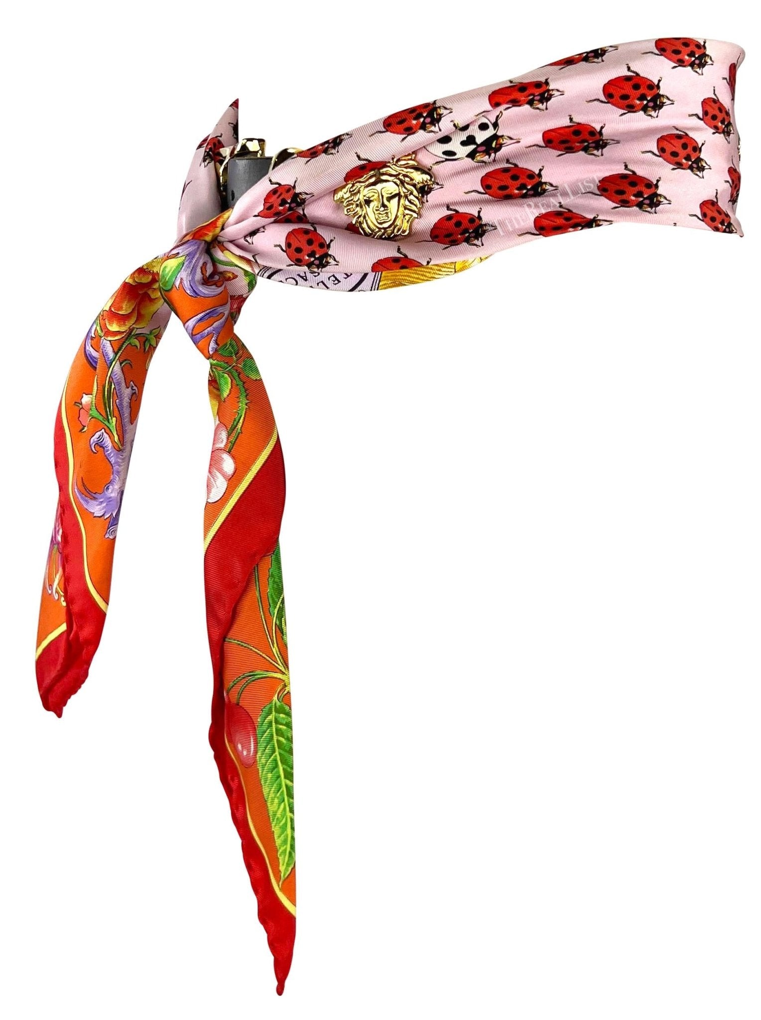 S/S 1995 Gianni Versace Medusa Silk Scarf Lady Bug Belt - RealList