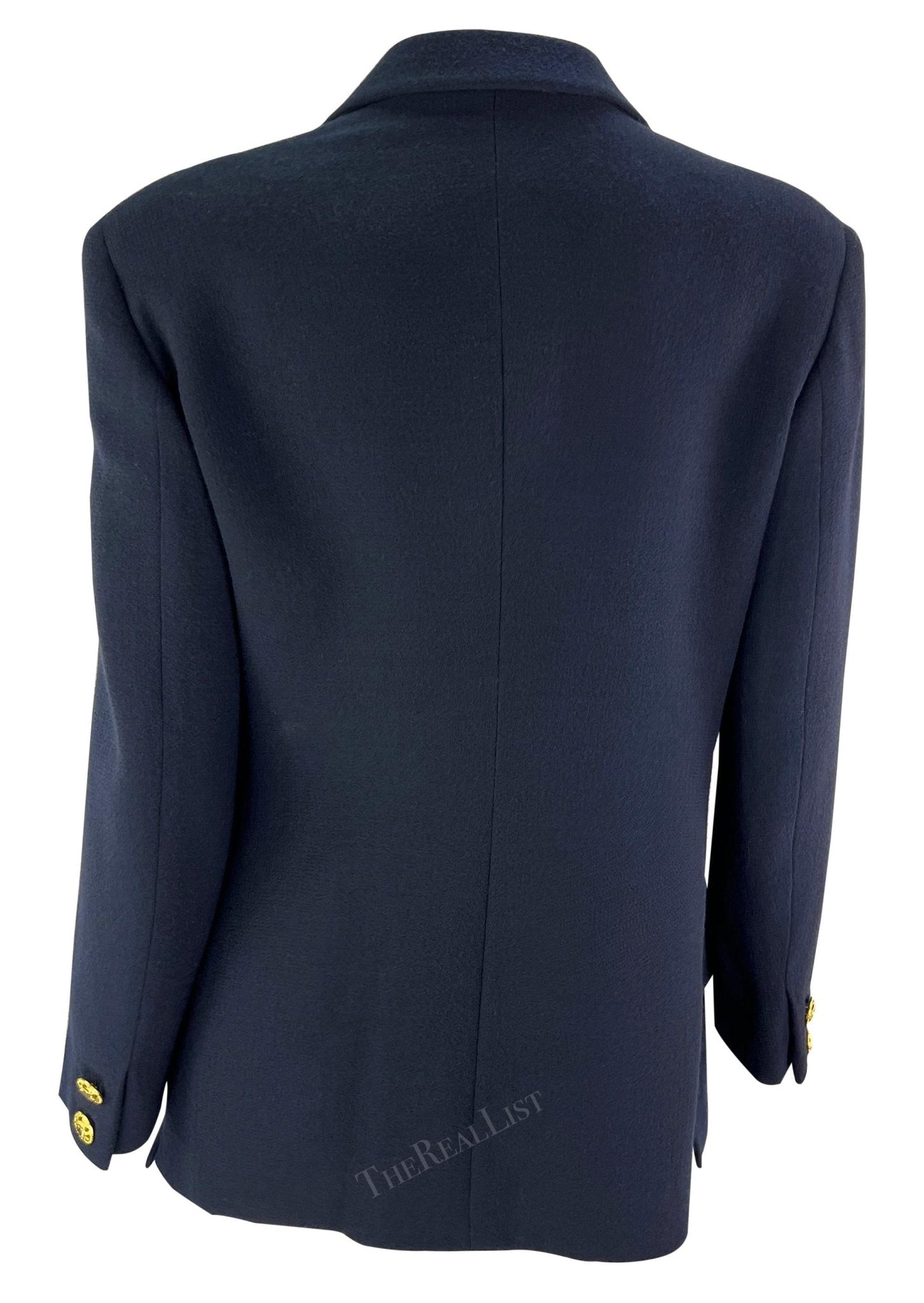 S/S 1995 Gianni Versace Runway Ad Navy Double Breasted Medusa Blazer - RealList