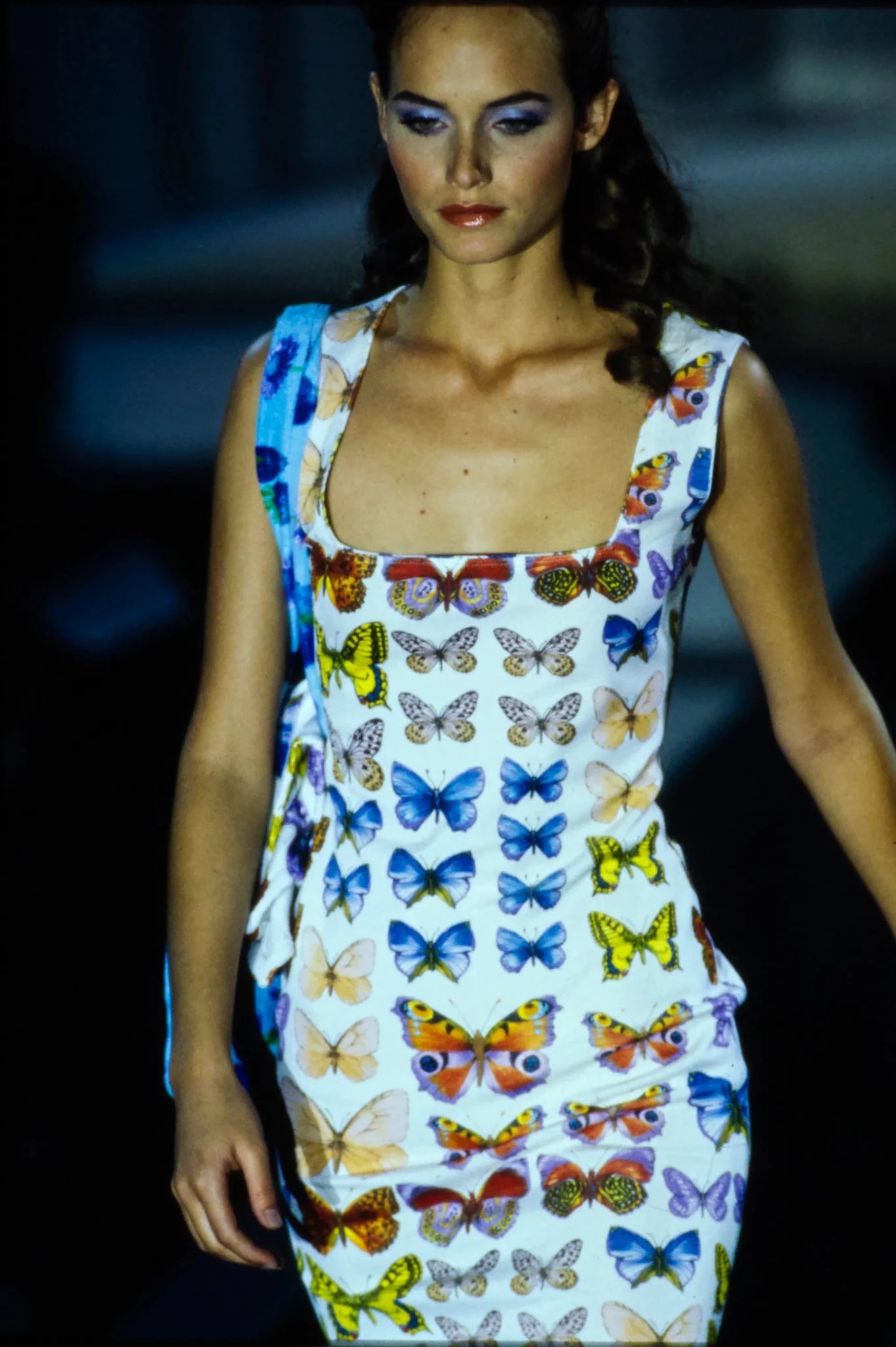 S/S 1995 Gianni Versace Runway Black Cotton Butterfly Print Sleeveless Dress - RealList