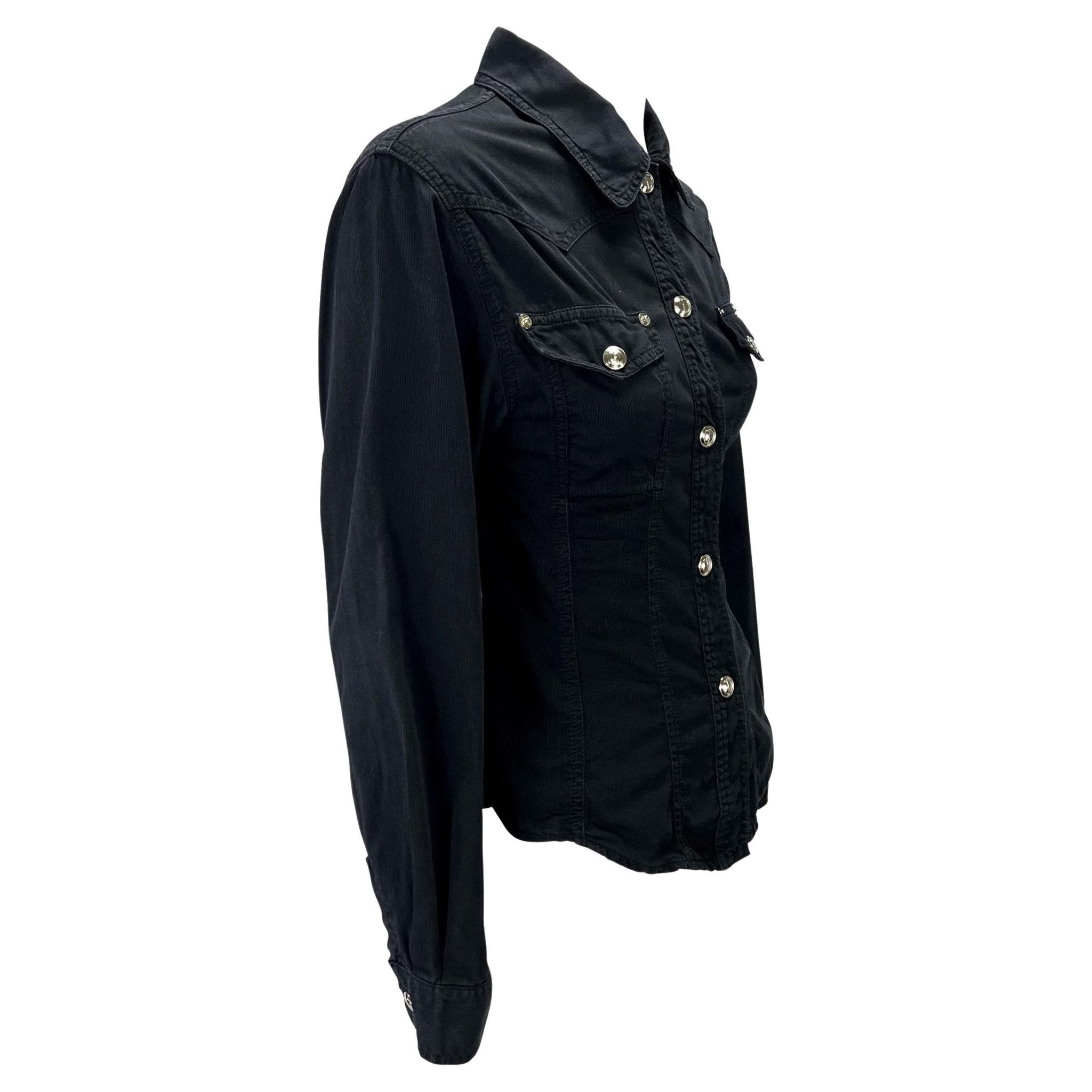 S/S 1995 Gucci by Tom Ford GG Snap Black Cotton Twill Tapered Shirt - RealList