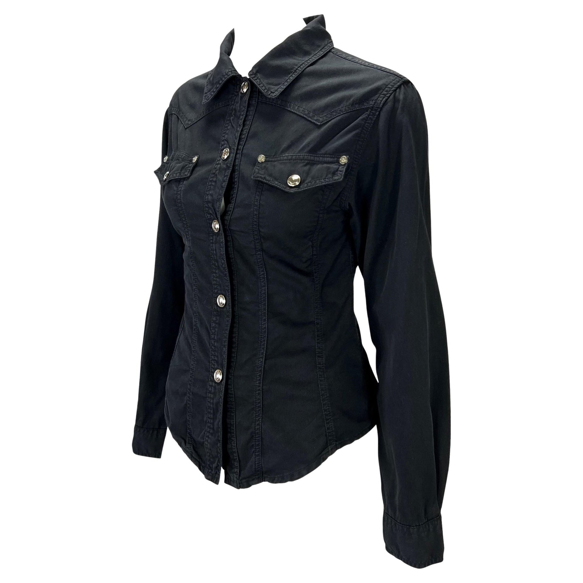 S/S 1995 Gucci by Tom Ford GG Snap Black Cotton Twill Tapered Shirt - RealList