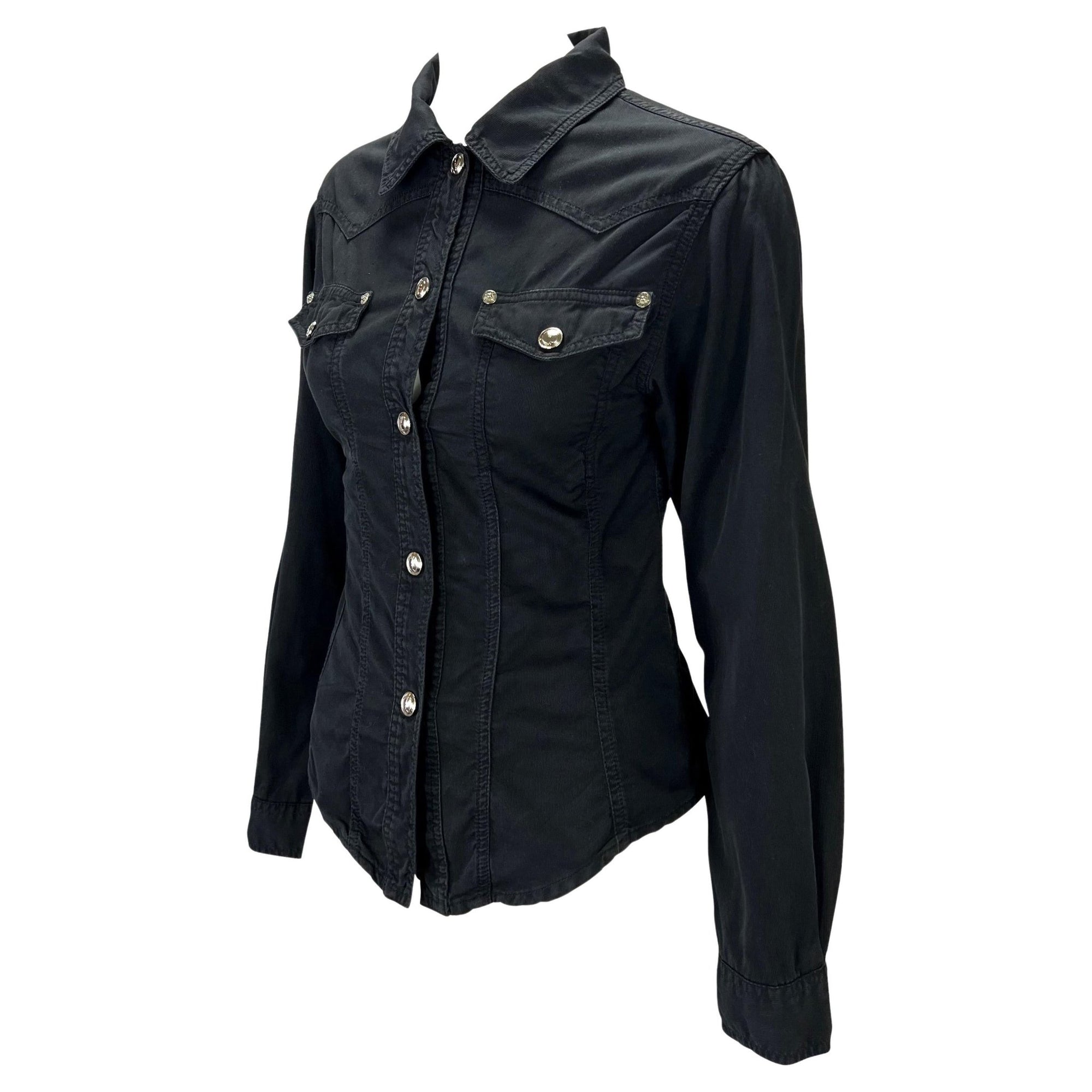 S/S 1995 Gucci by Tom Ford GG Snap Black Cotton Twill Tapered Shirt - RealList