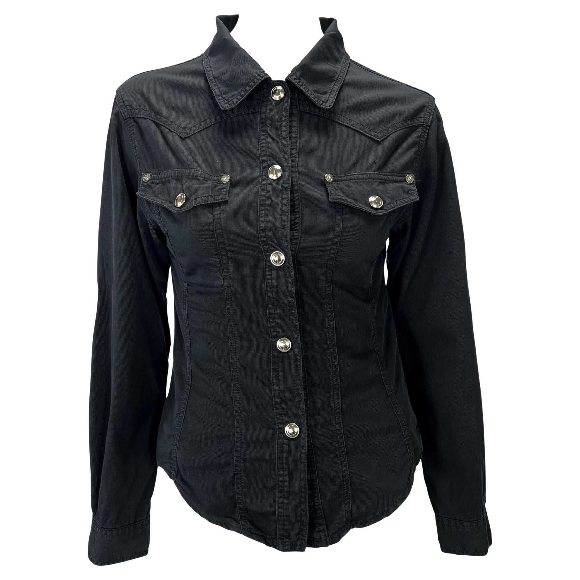 S/S 1995 Gucci by Tom Ford GG Snap Black Cotton Twill Tapered Shirt - RealList