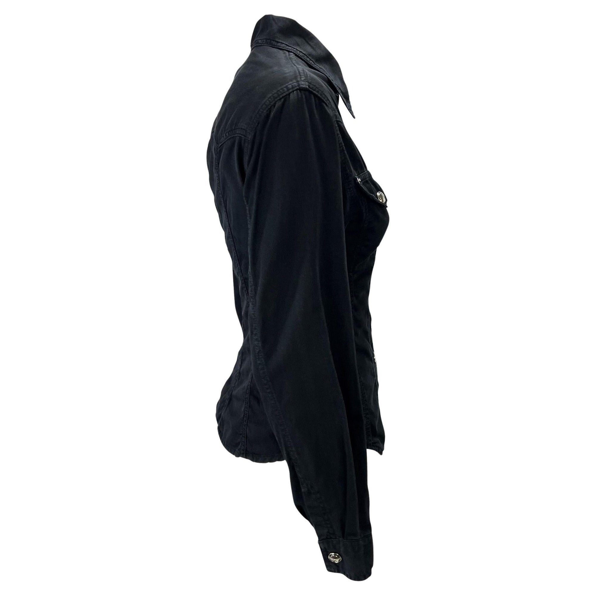 S/S 1995 Gucci by Tom Ford GG Snap Black Cotton Twill Tapered Shirt - RealList