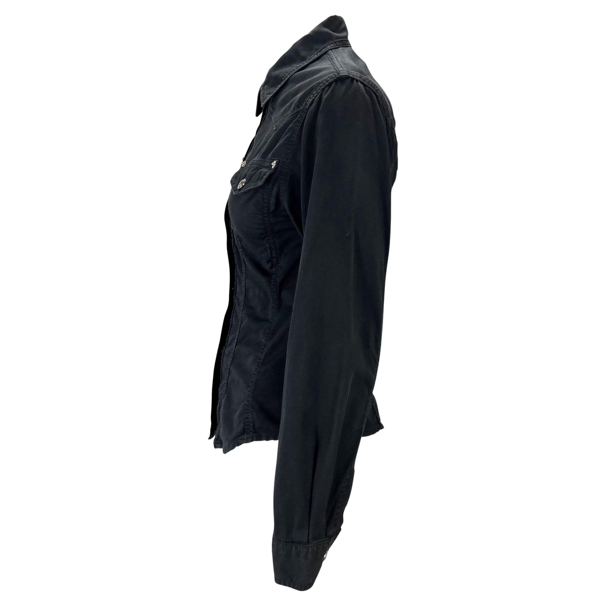 S/S 1995 Gucci by Tom Ford GG Snap Black Cotton Twill Tapered Shirt - RealList