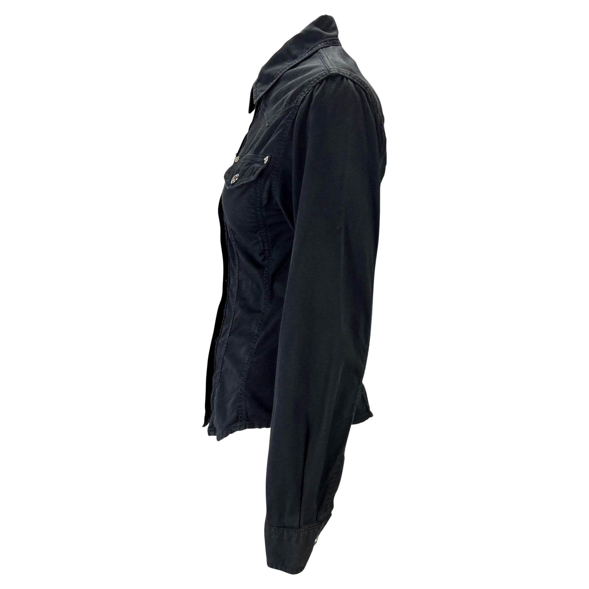 S/S 1995 Gucci by Tom Ford GG Snap Black Cotton Twill Tapered Shirt - RealList