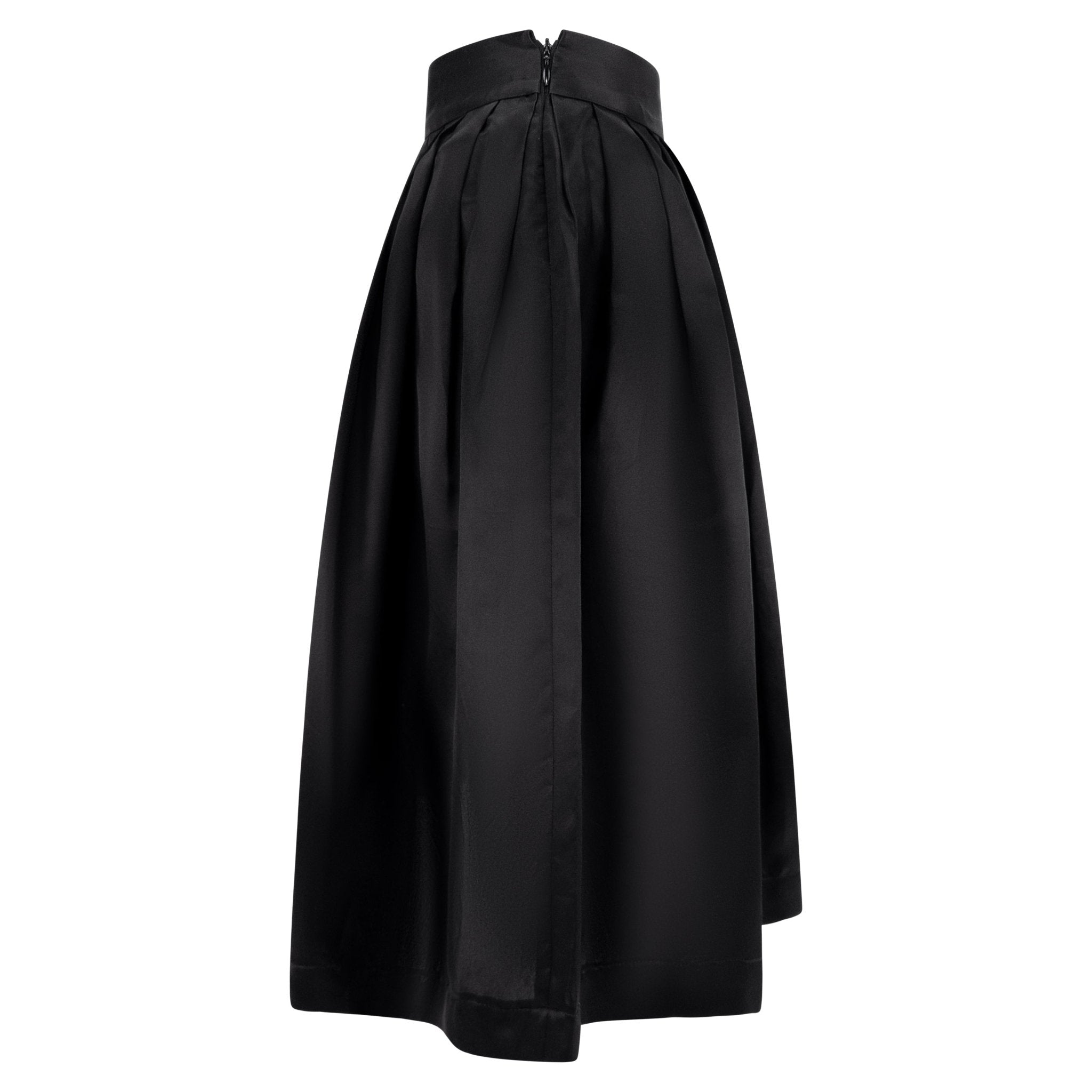 S/S 1995 Gucci by Tom Ford Runway Pleated Black Silk Taffeta Flared Skirt - RealList