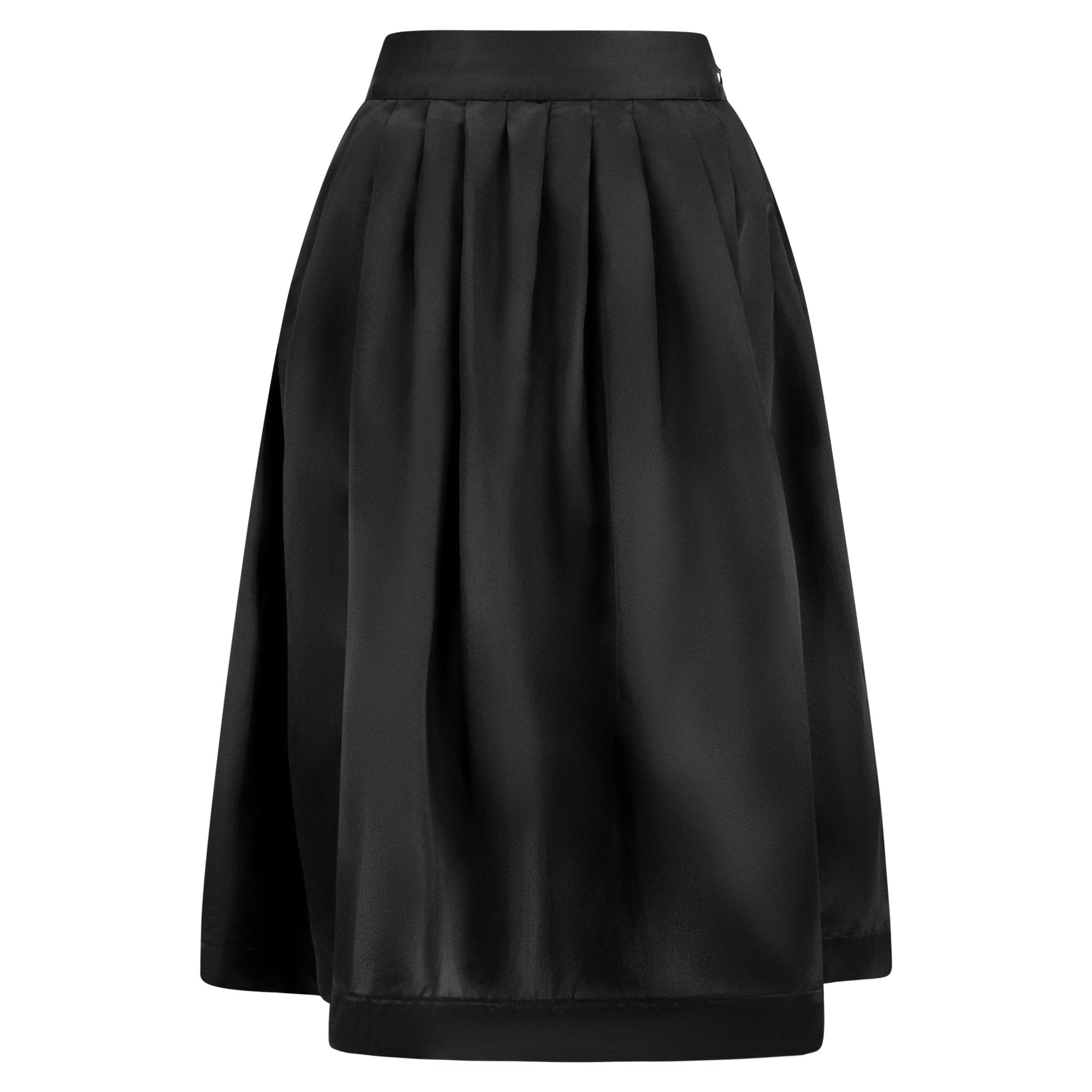 S/S 1995 Gucci by Tom Ford Runway Pleated Black Silk Taffeta Flared Skirt - RealList