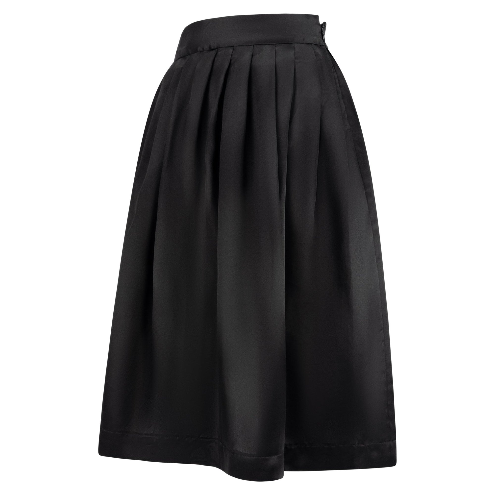 S/S 1995 Gucci by Tom Ford Runway Pleated Black Silk Taffeta Flared Skirt - RealList