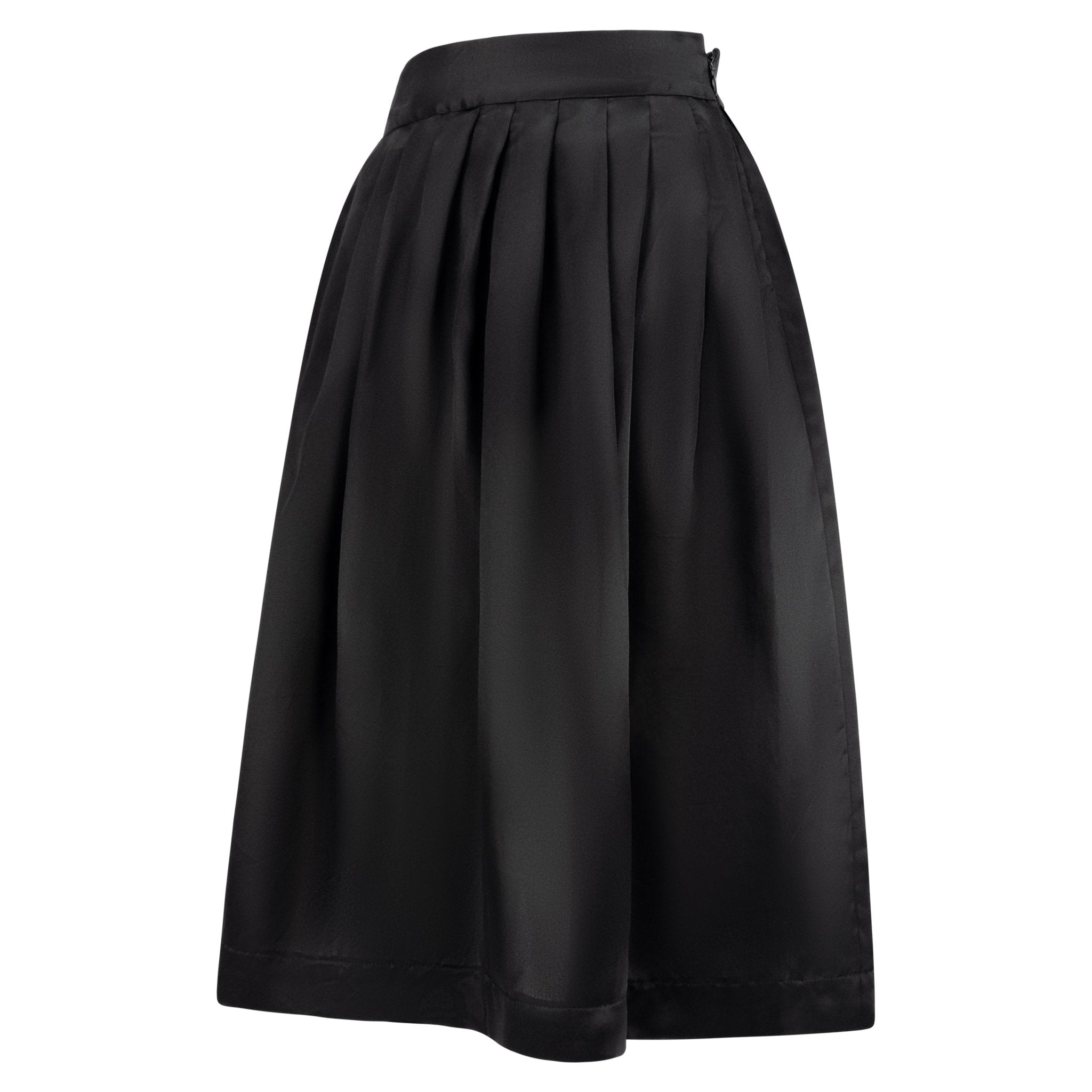 S/S 1995 Gucci by Tom Ford Runway Pleated Black Silk Taffeta Flared Skirt - RealList