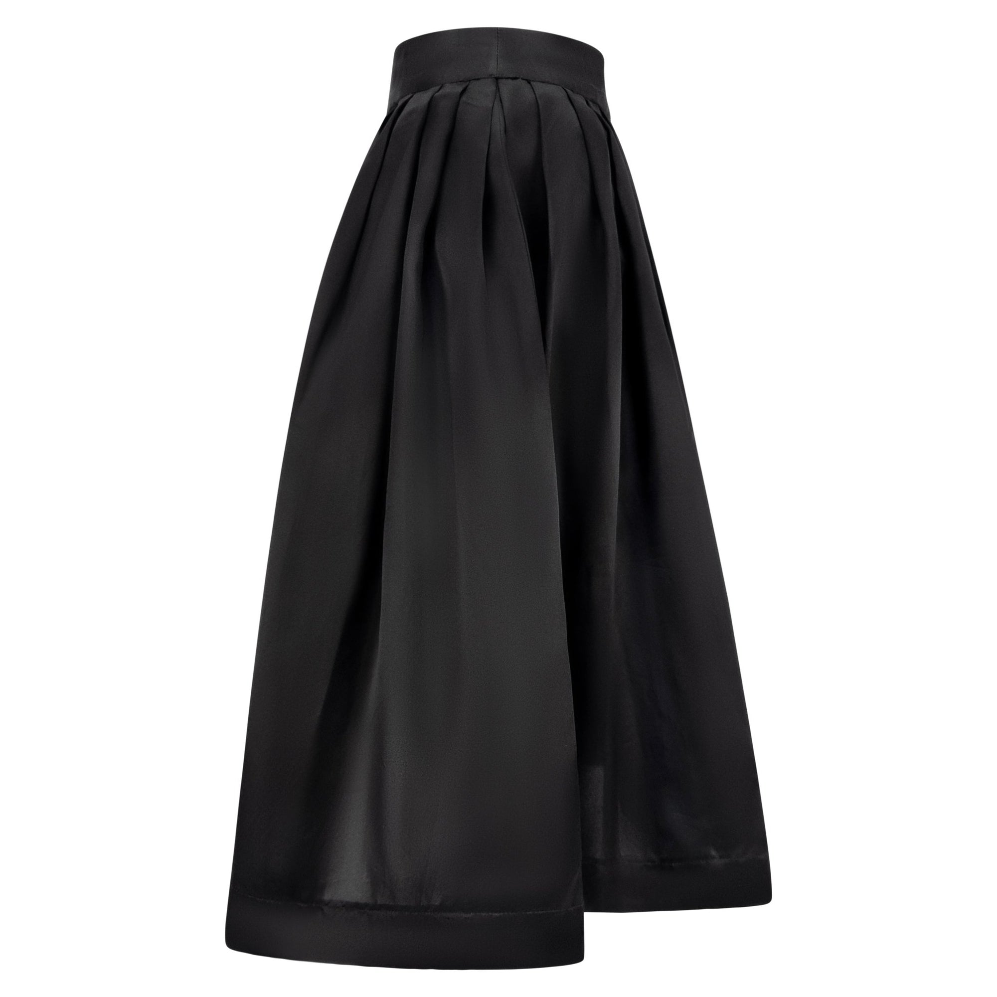 S/S 1995 Gucci by Tom Ford Runway Pleated Black Silk Taffeta Flared Skirt - RealList