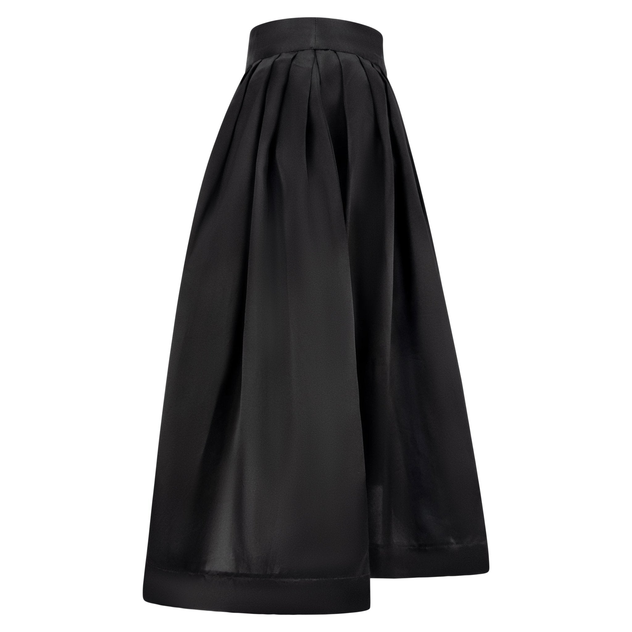 S/S 1995 Gucci by Tom Ford Runway Pleated Black Silk Taffeta Flared Skirt - RealList