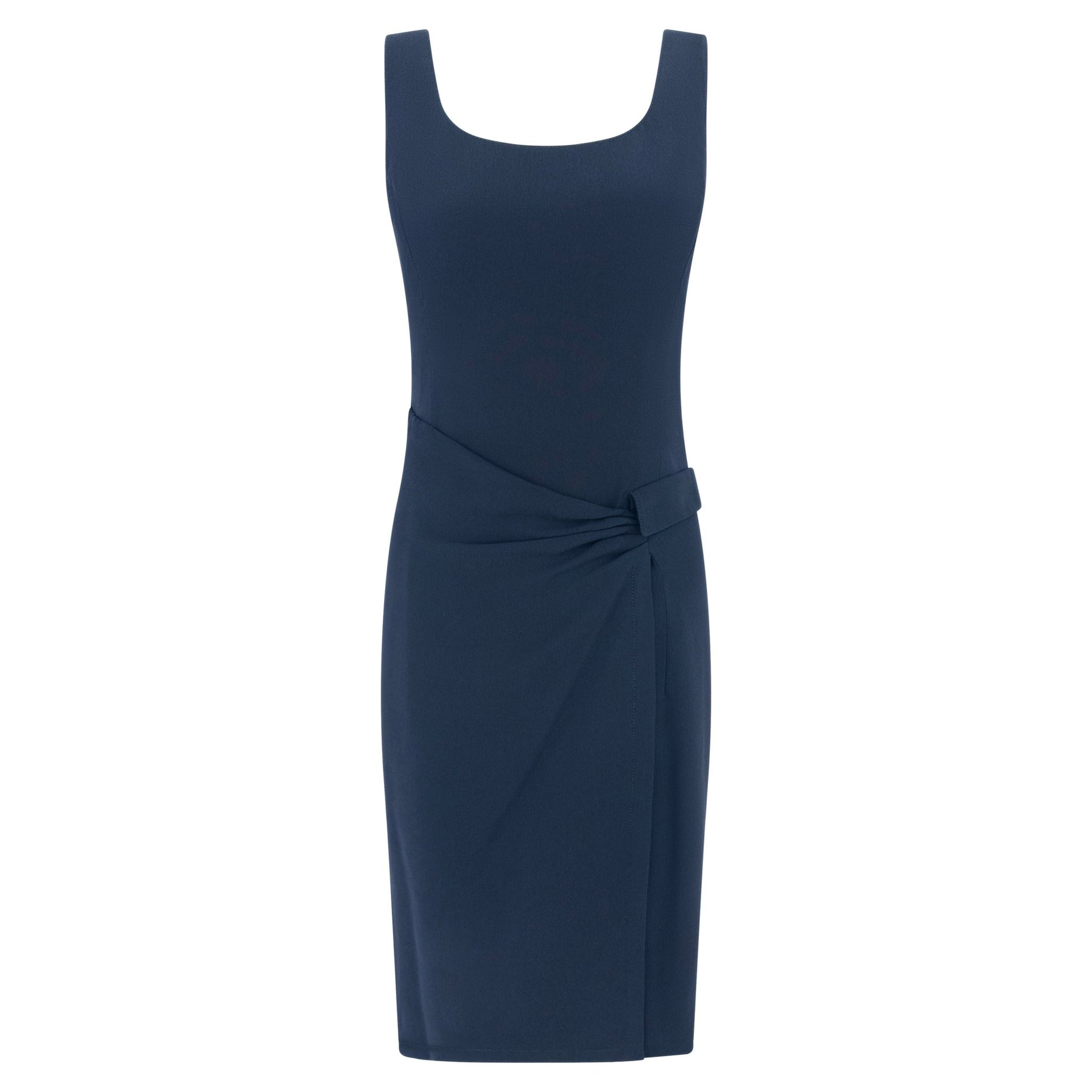 S/S 1995 Valentino Garavani Runway Navy Asymmetric Sleeveless Midi Dress - RealList