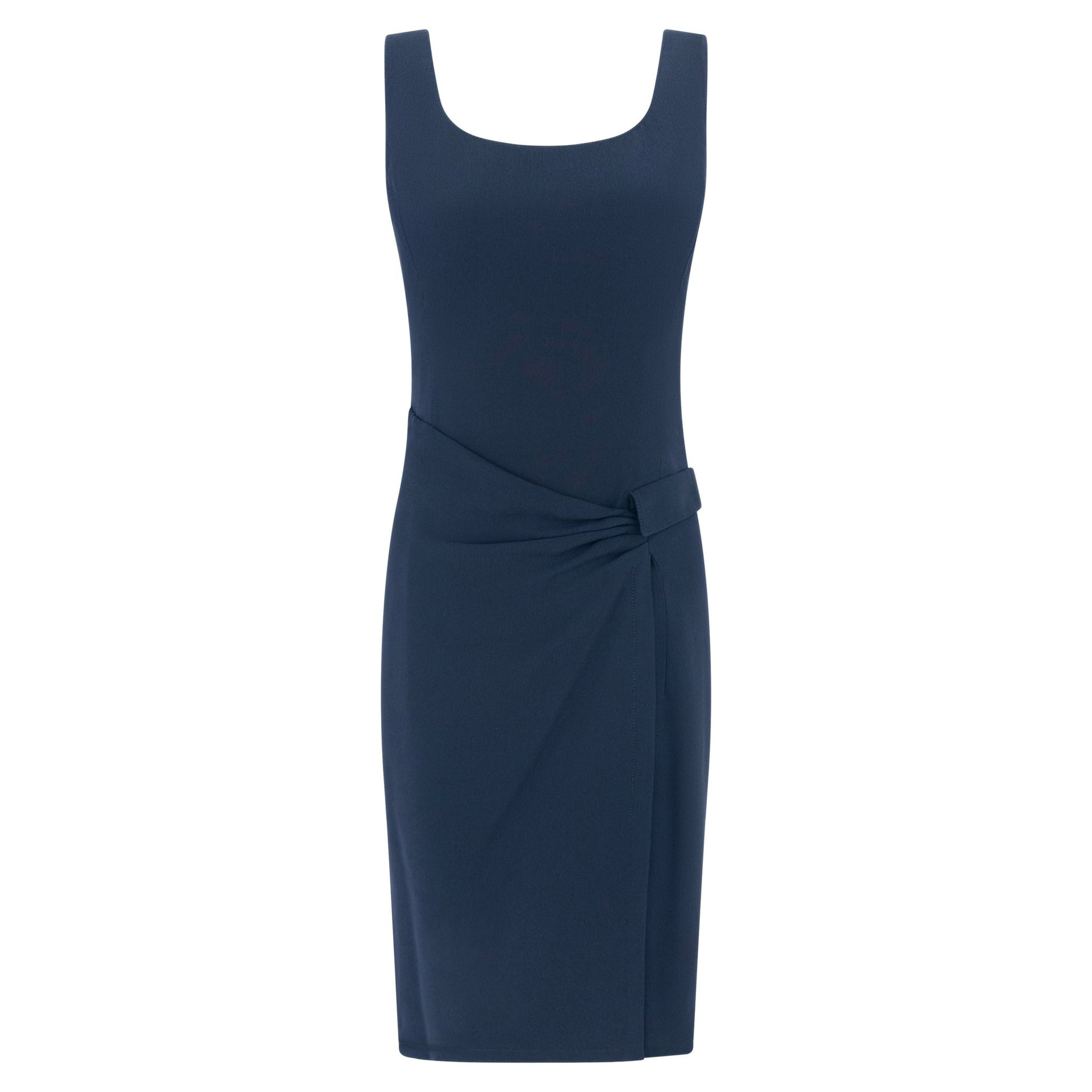 S/S 1995 Valentino Garavani Runway Navy Asymmetric Sleeveless Midi Dress - RealList