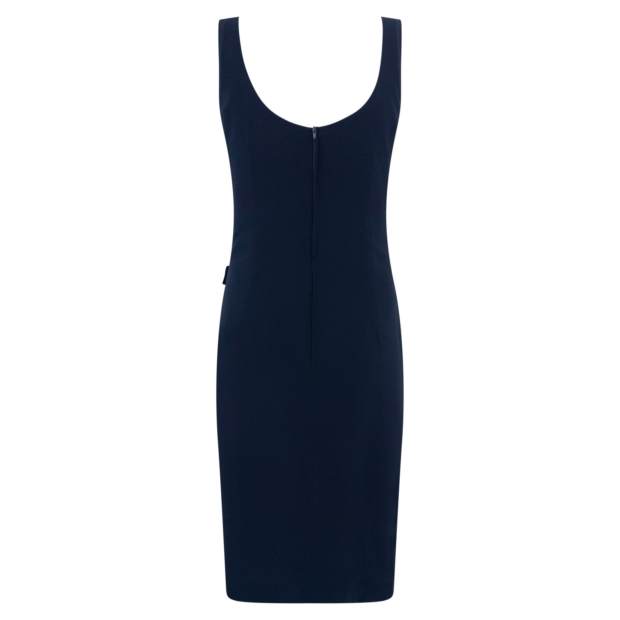 S/S 1995 Valentino Garavani Runway Navy Asymmetric Sleeveless Midi Dress - RealList
