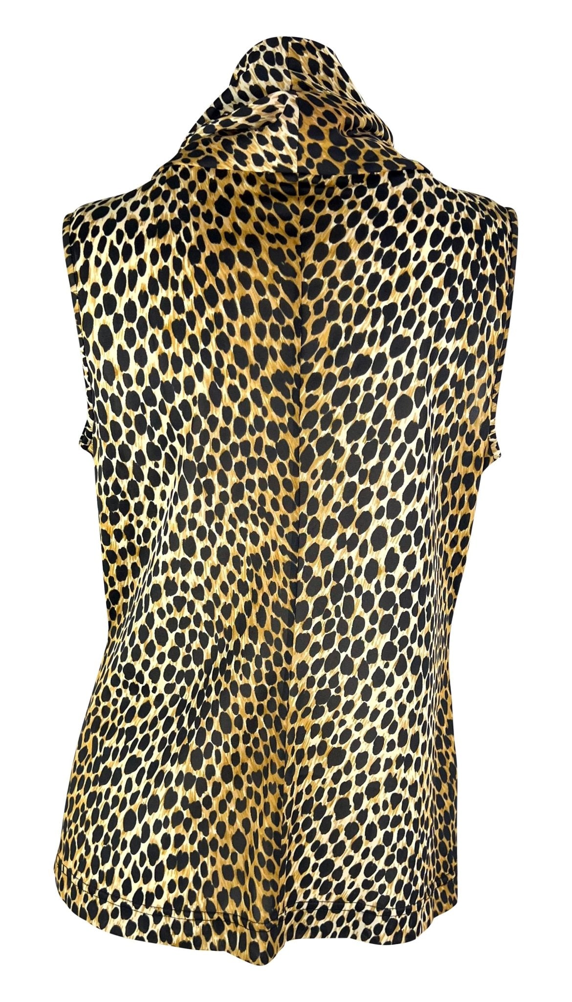 S/S 1996 Dolce & Gabbana Cheetah Print Stretch Mock Neck Sleeveless Top - RealList