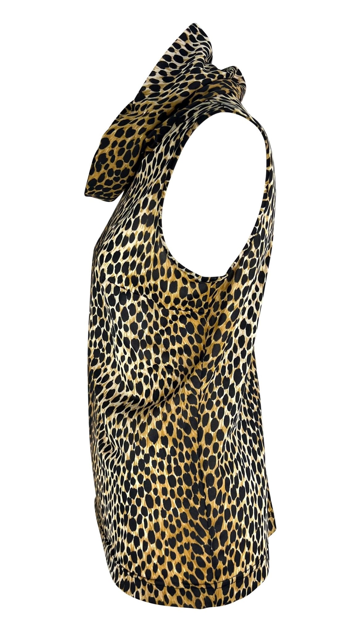 S/S 1996 Dolce & Gabbana Cheetah Print Stretch Mock Neck Sleeveless Top - RealList