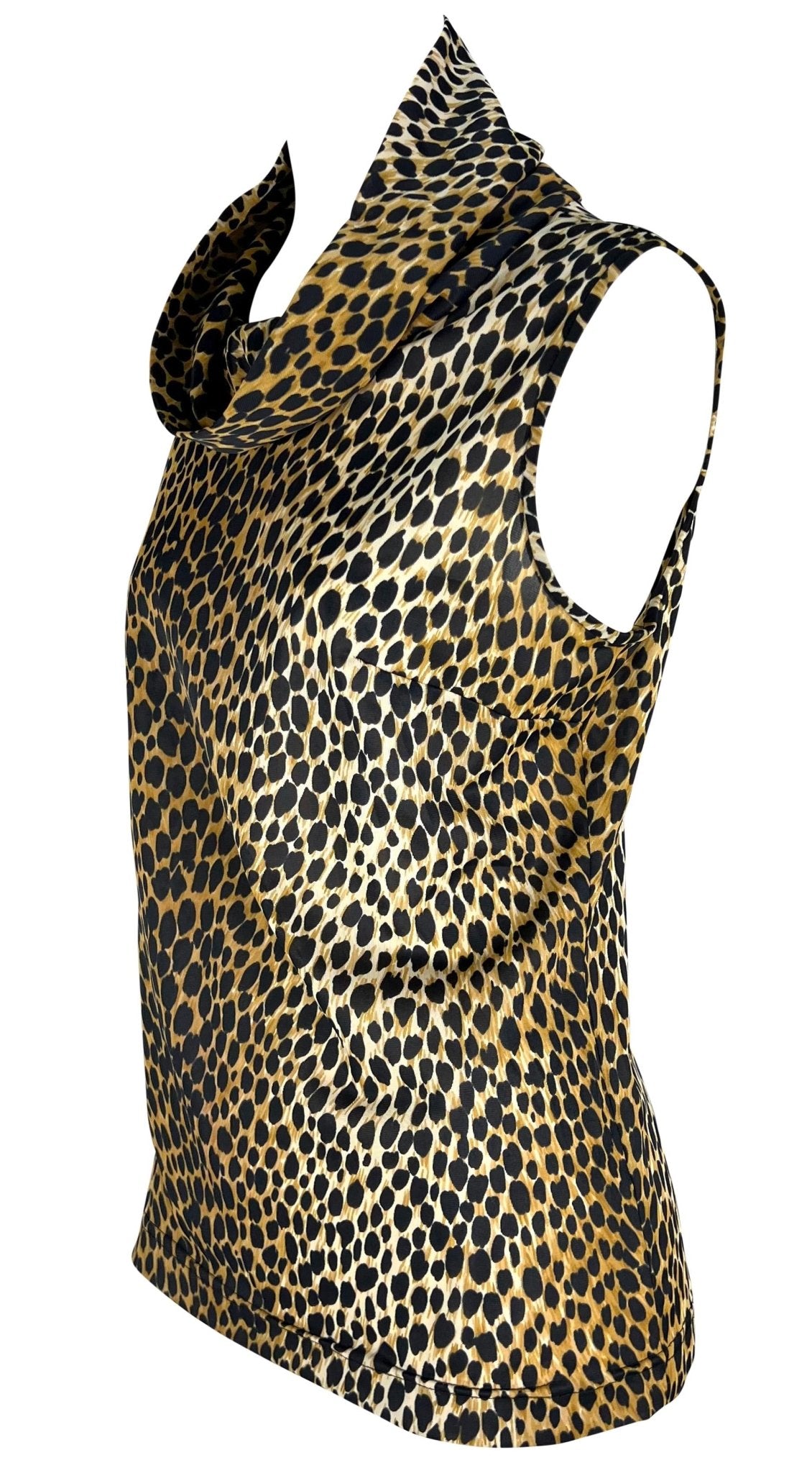 S/S 1996 Dolce & Gabbana Cheetah Print Stretch Mock Neck Sleeveless Top - RealList
