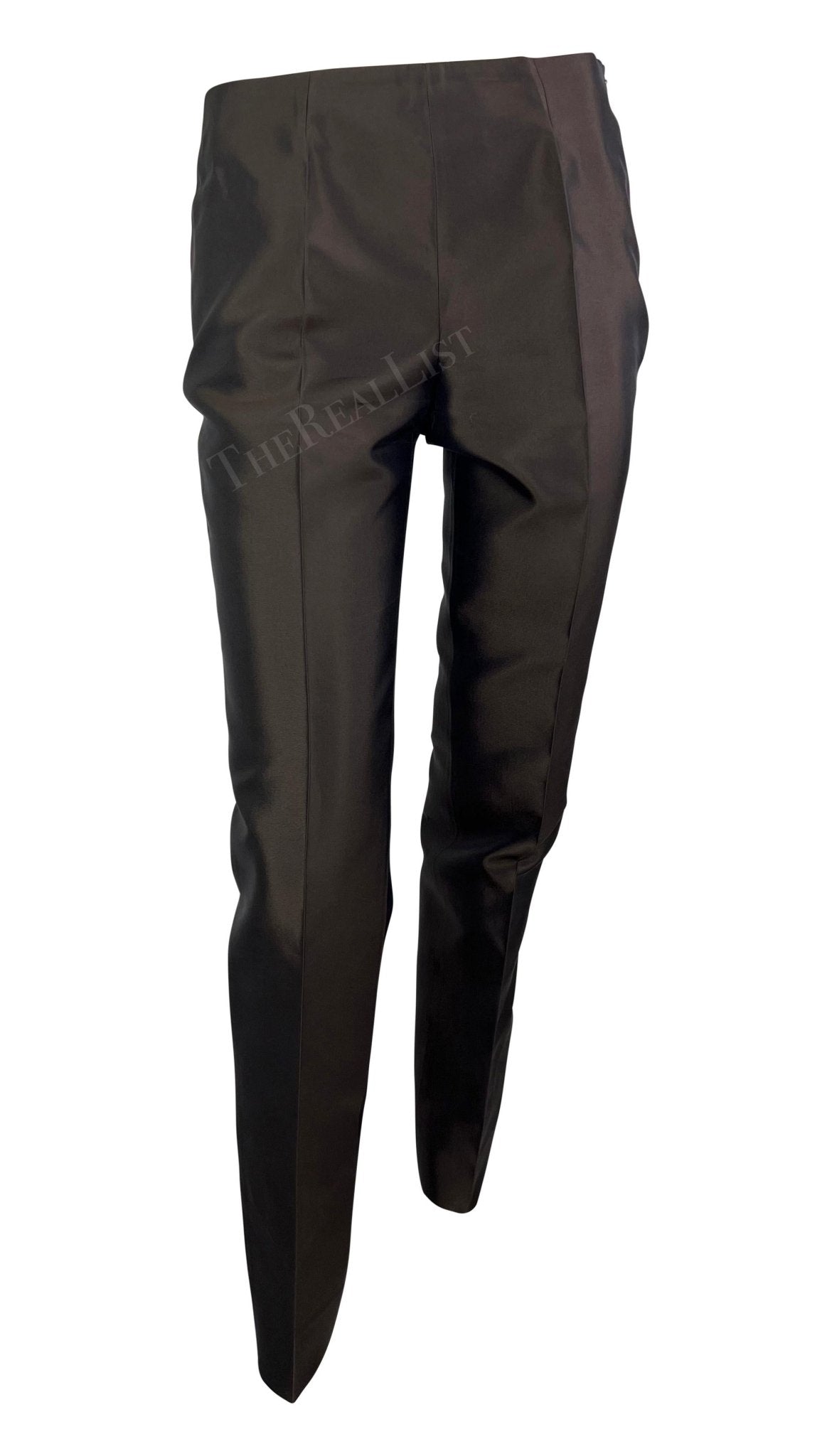 S/S 1996 Dolce & Gabbana Runway Brown Silk Double Breasted Pantsuit - RealList