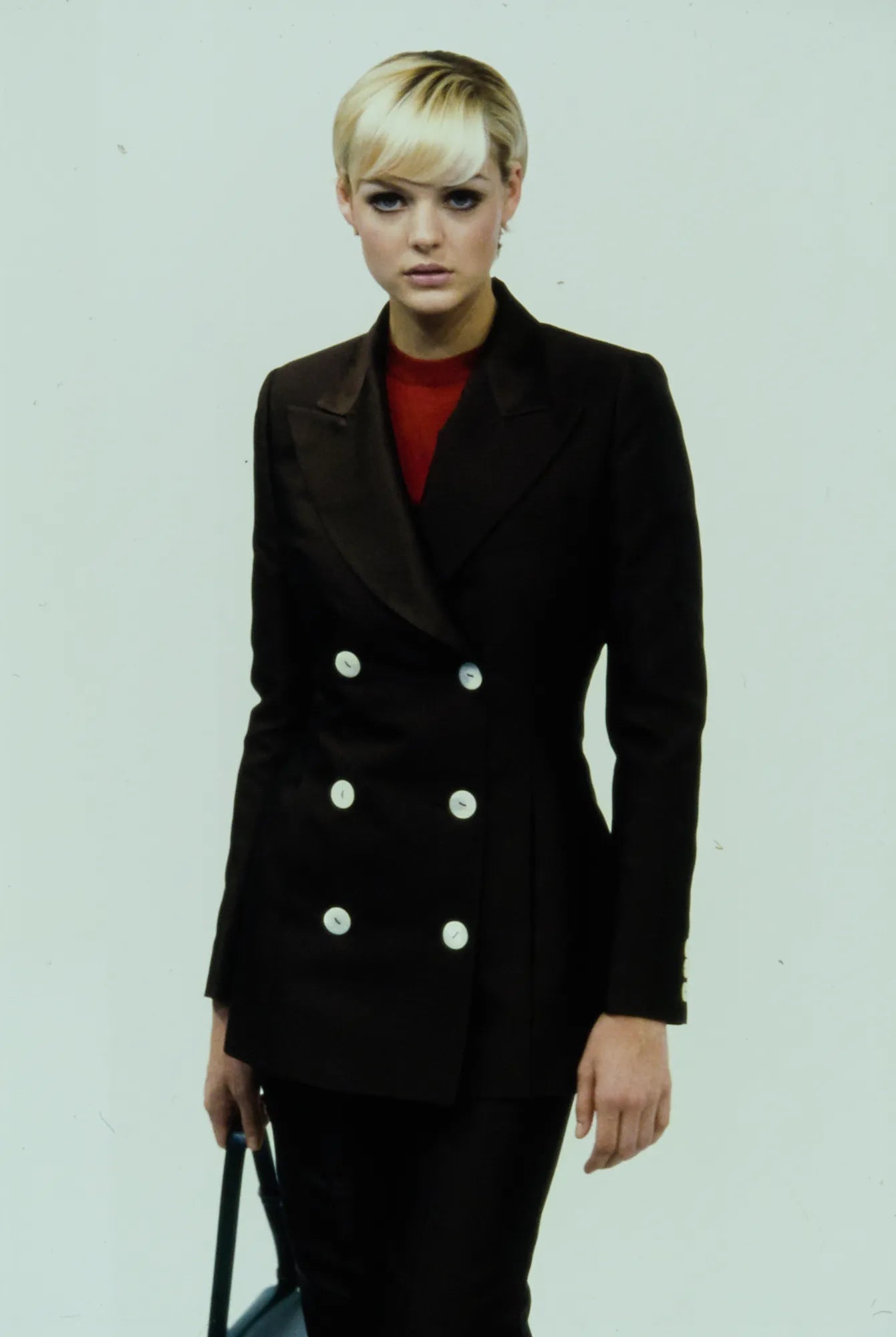 S/S 1996 Dolce & Gabbana Runway Brown Silk Double Breasted Pantsuit - RealList