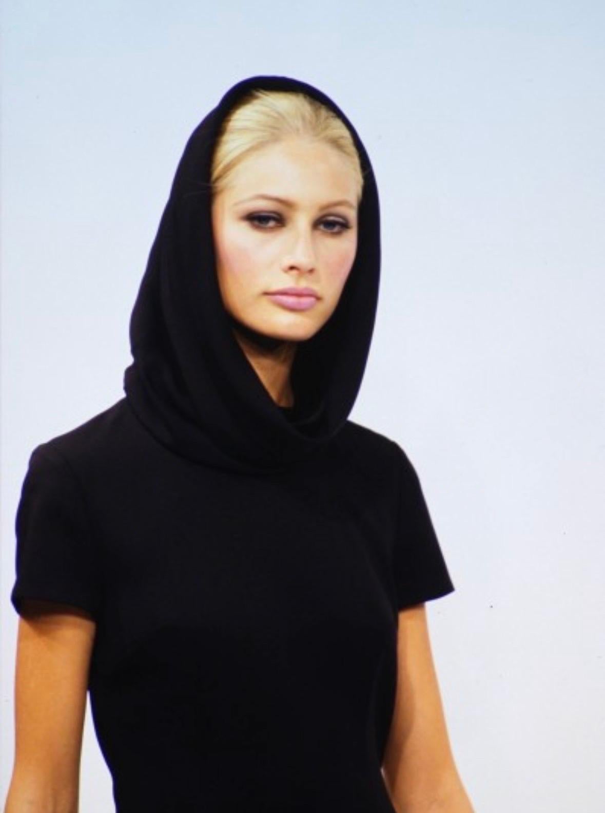 S/S 1996 Dolce & Gabbana Runway High Slit Black Hooded Tunic Gown - RealList