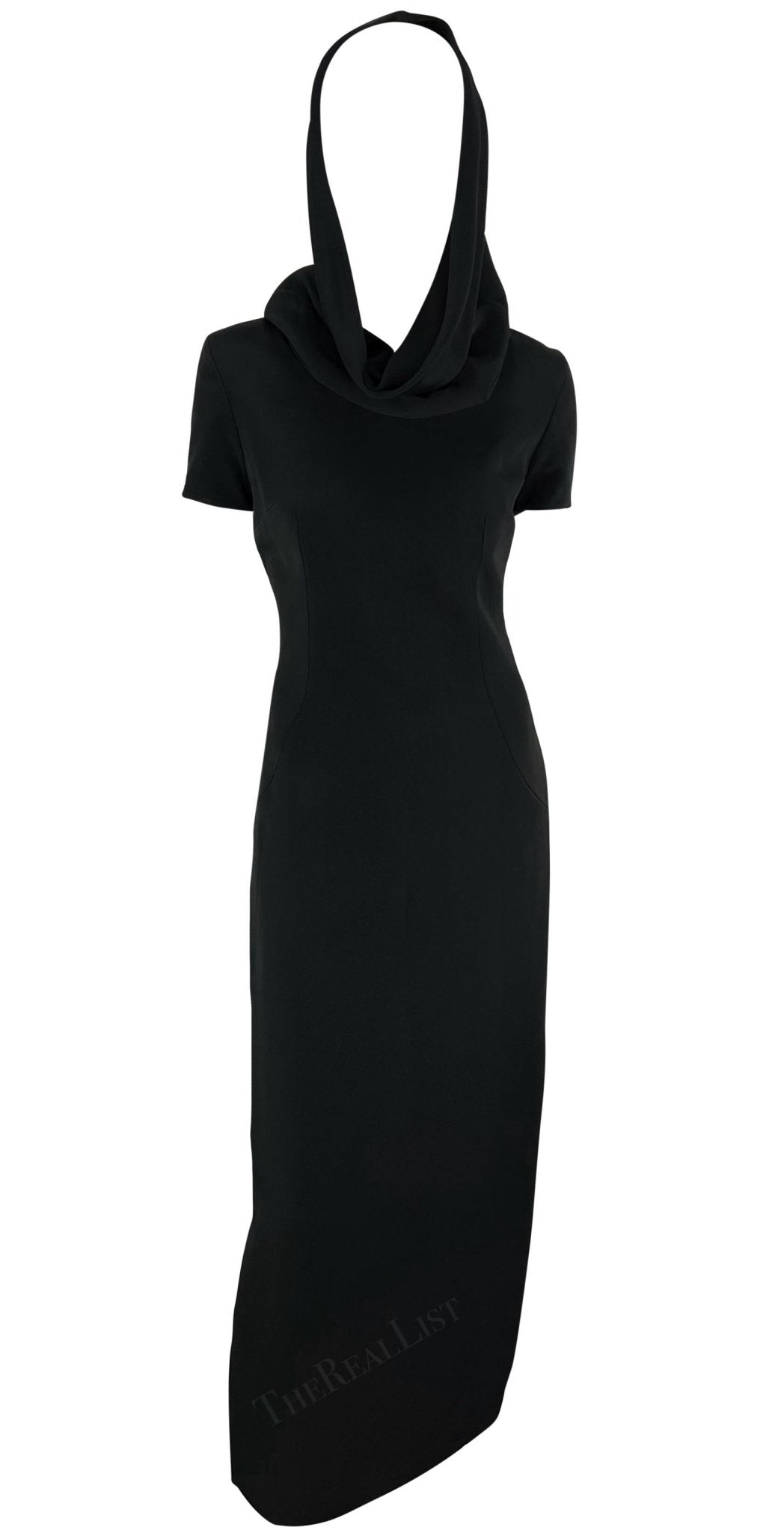 S/S 1996 Dolce & Gabbana Runway High Slit Black Hooded Tunic Gown - RealList