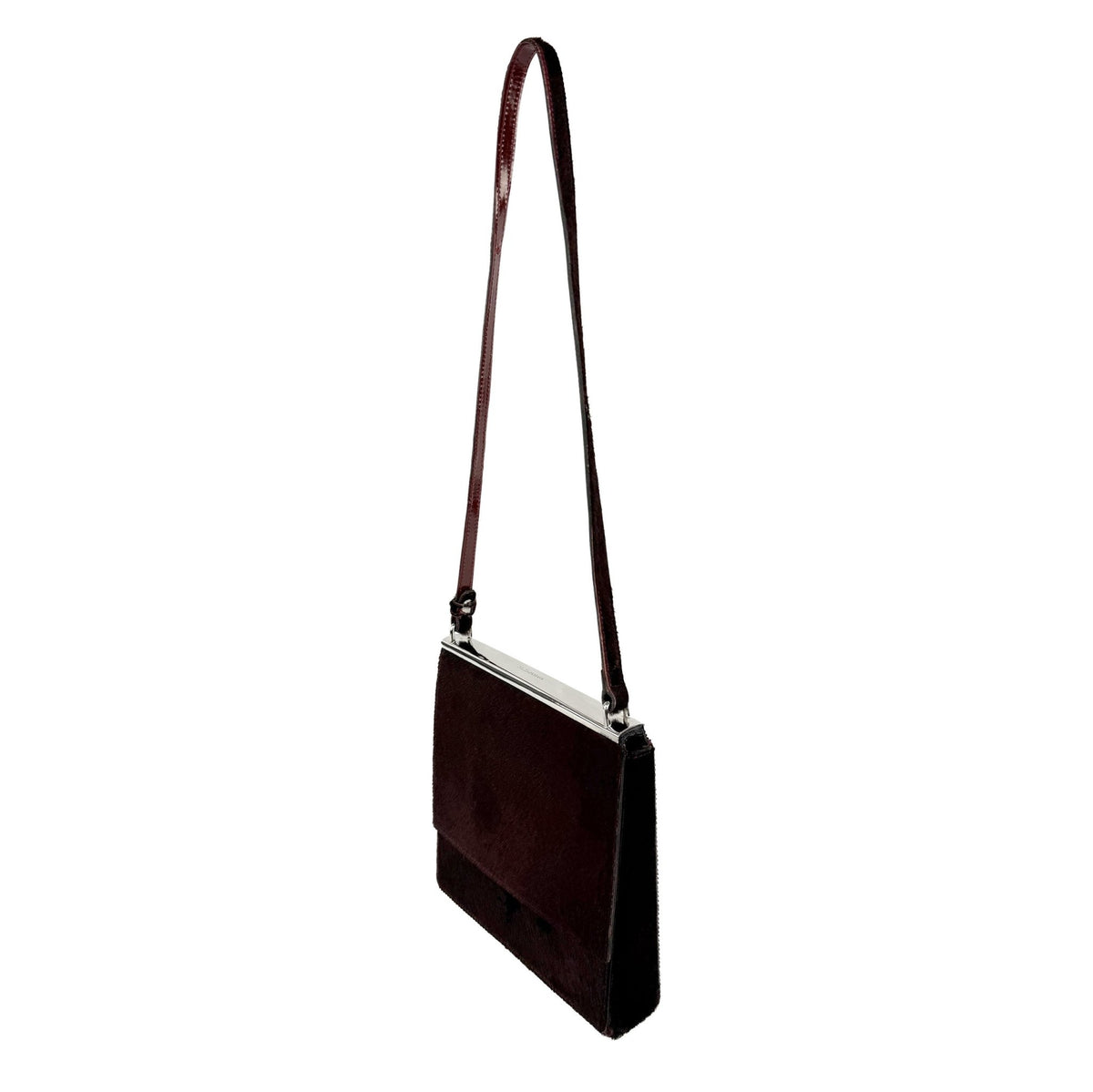 S/S 1996 Dolce & Gabbana Runway Maroon Ponyhair Small Shoulder Flap Bag - RealList