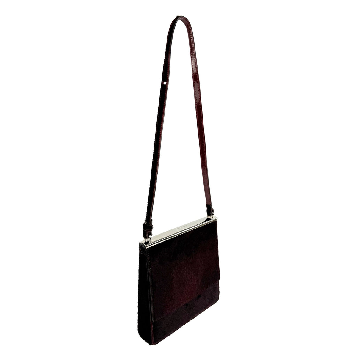 S/S 1996 Dolce & Gabbana Runway Maroon Ponyhair Small Shoulder Flap Bag - RealList