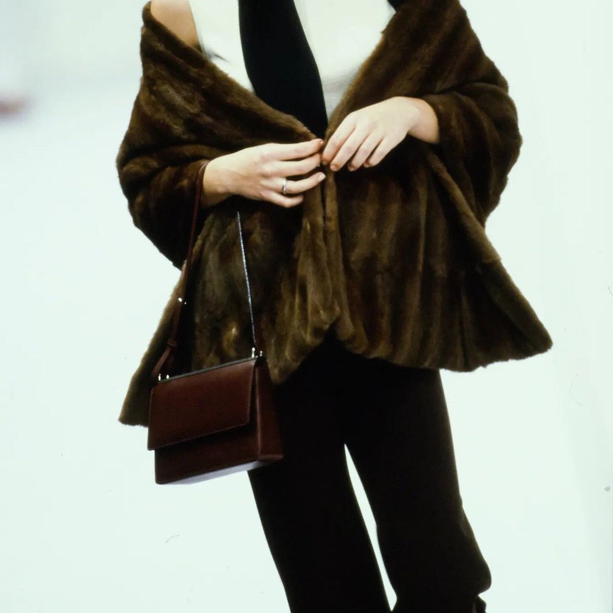 S/S 1996 Dolce & Gabbana Runway Maroon Ponyhair Small Shoulder Flap Bag - RealList